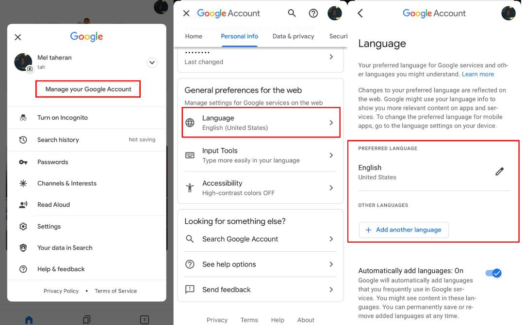 تغییر زبان اکانت گوگل (سرویس های گوگل) در گوشی