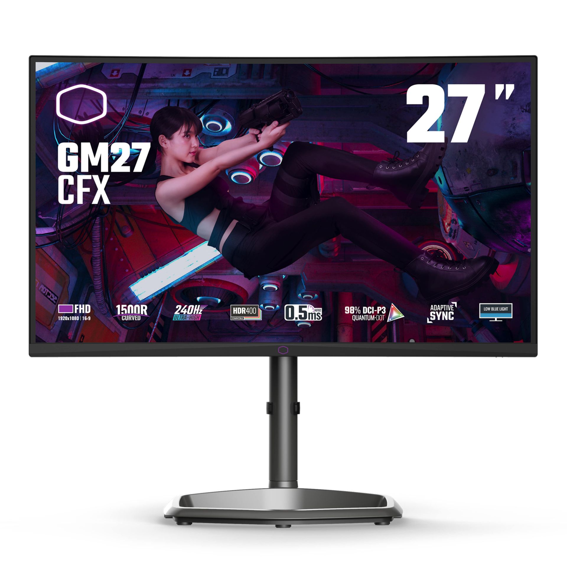 نمای جلو مانیتور گیمینگ ۲۷ اینچی GM27-CFX کولرمستر
