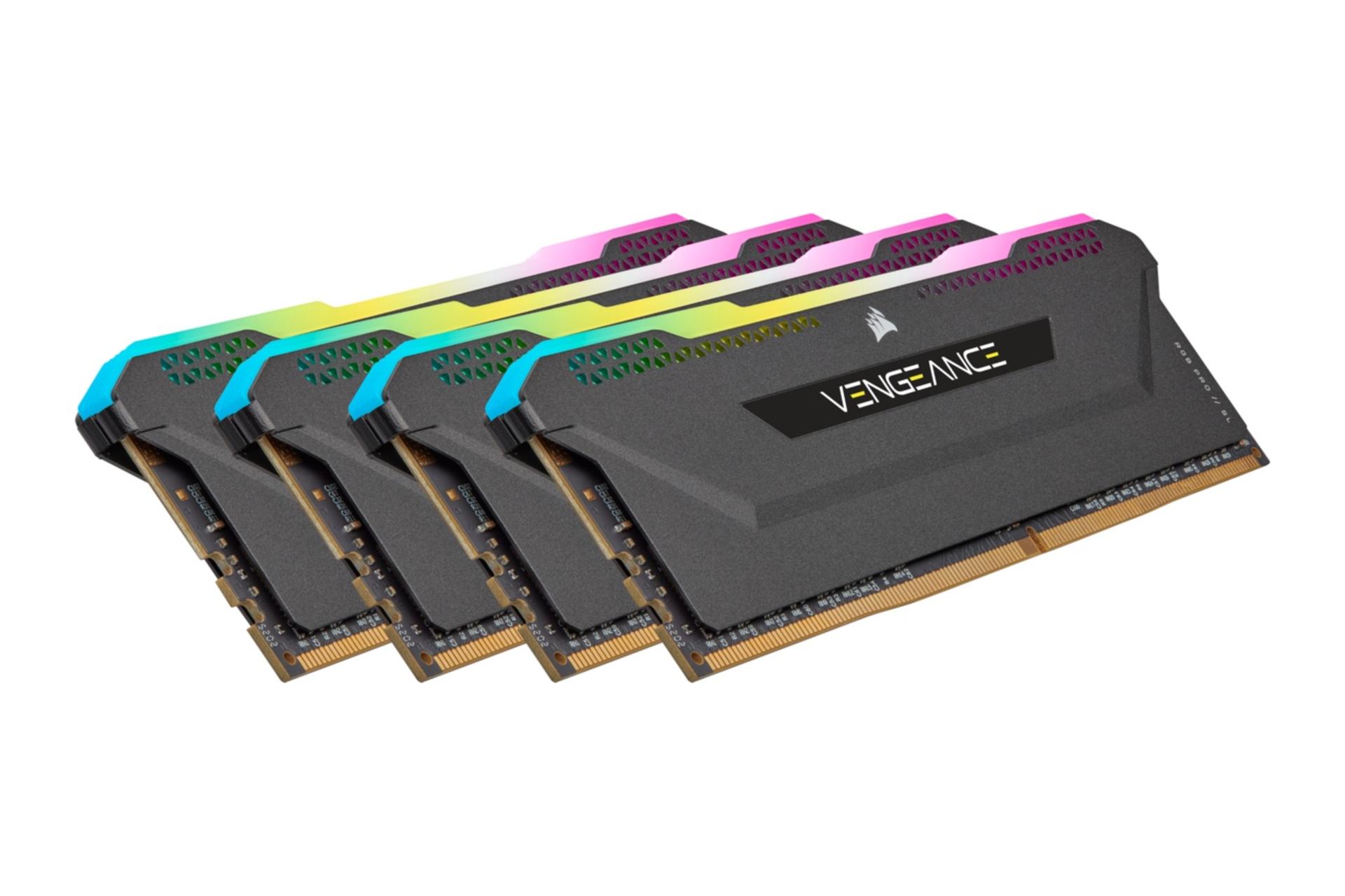 نمای کناری رم کورسیر VENGEANCE RGB PRO SL ظرفیت 128 گیگابایت (4x32) از نوع DDR4-3200