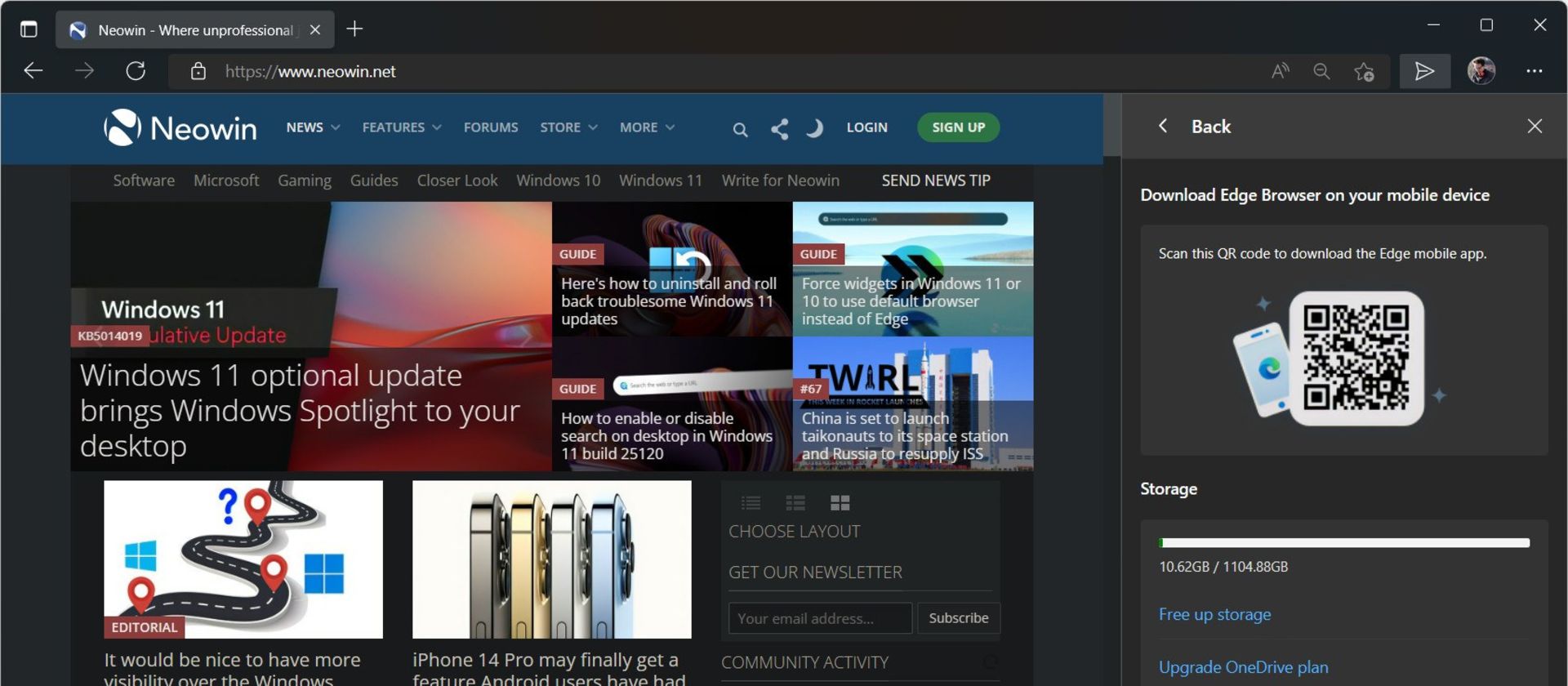 قابلیت drop مرورگر اج