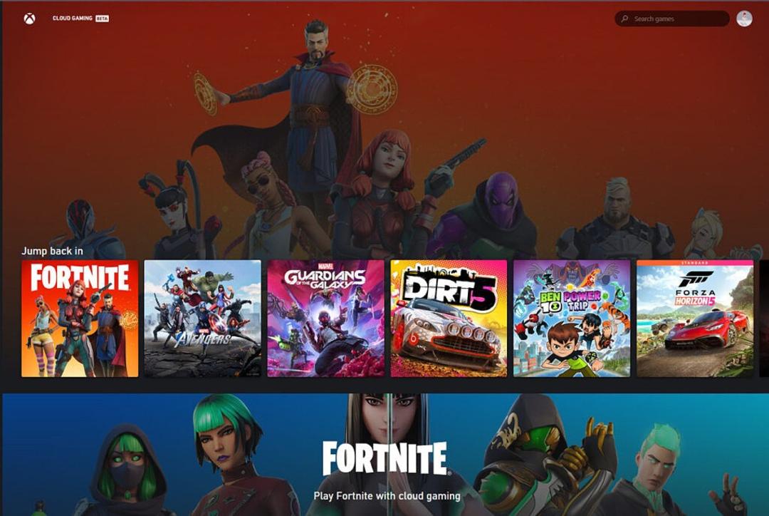 بازی فورتنایت روی xbox cloud gaming
