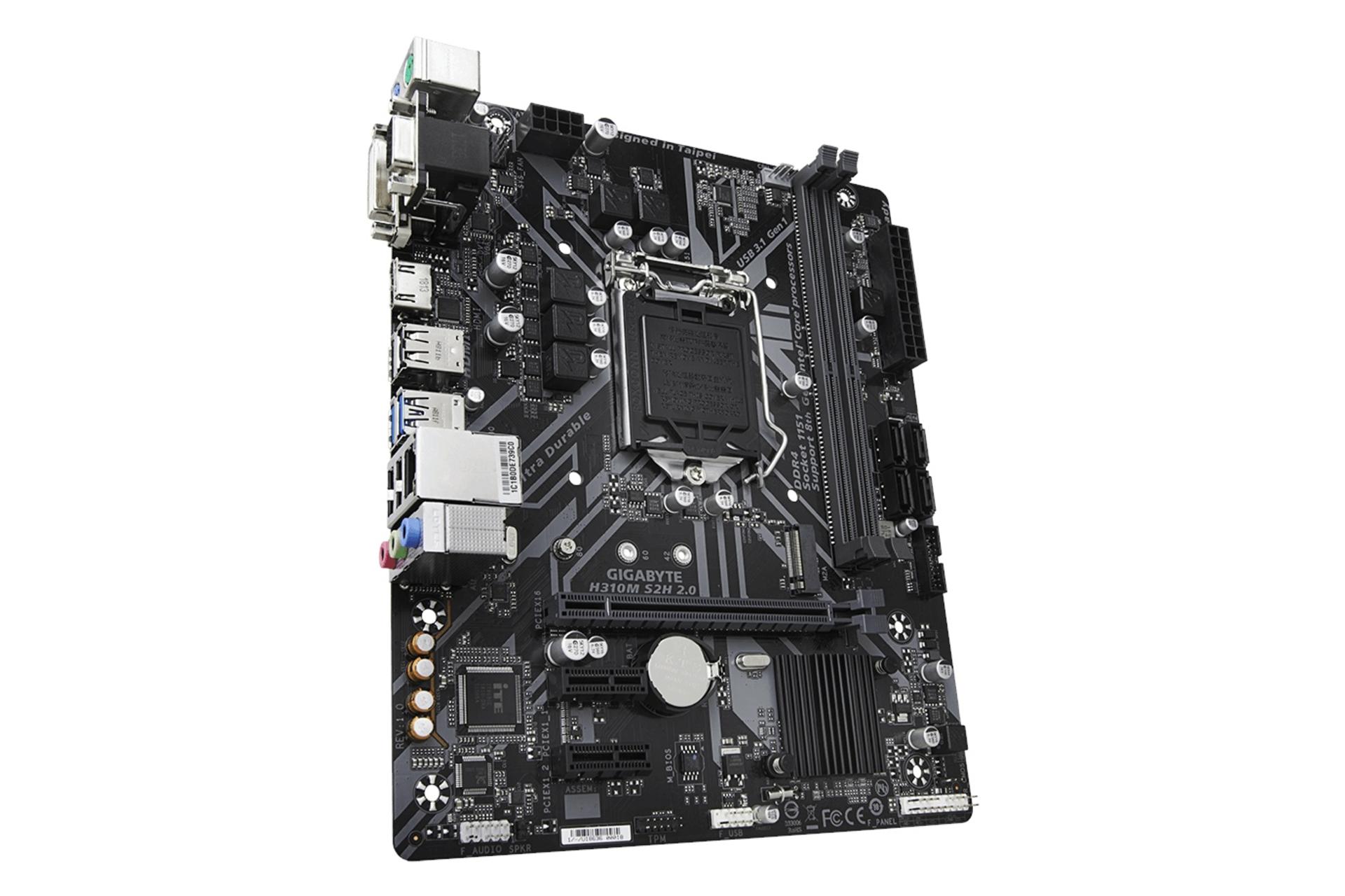 نمای چپ مادربرد گیگابایت GIGABYTE H310M S2H 2.0 (rev. 1.0)
