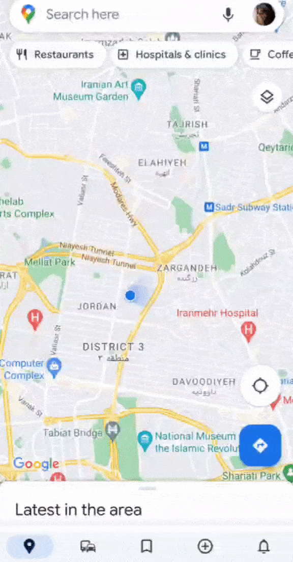 زوم کردن با یک انگشت در گوگل مپ