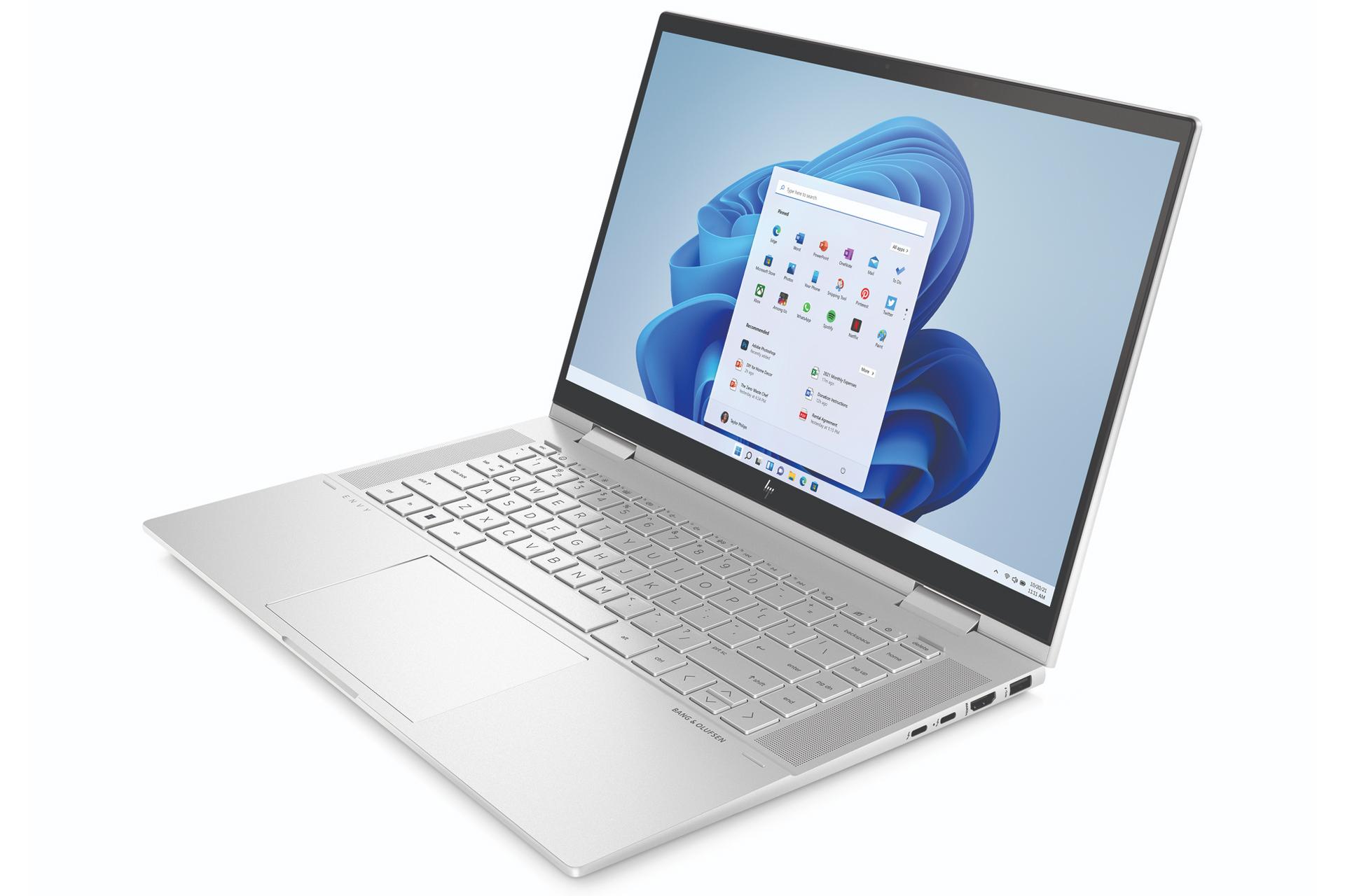 لپ تاپ HP Envy x360 2022 از نمای سه رخ مدل سفید