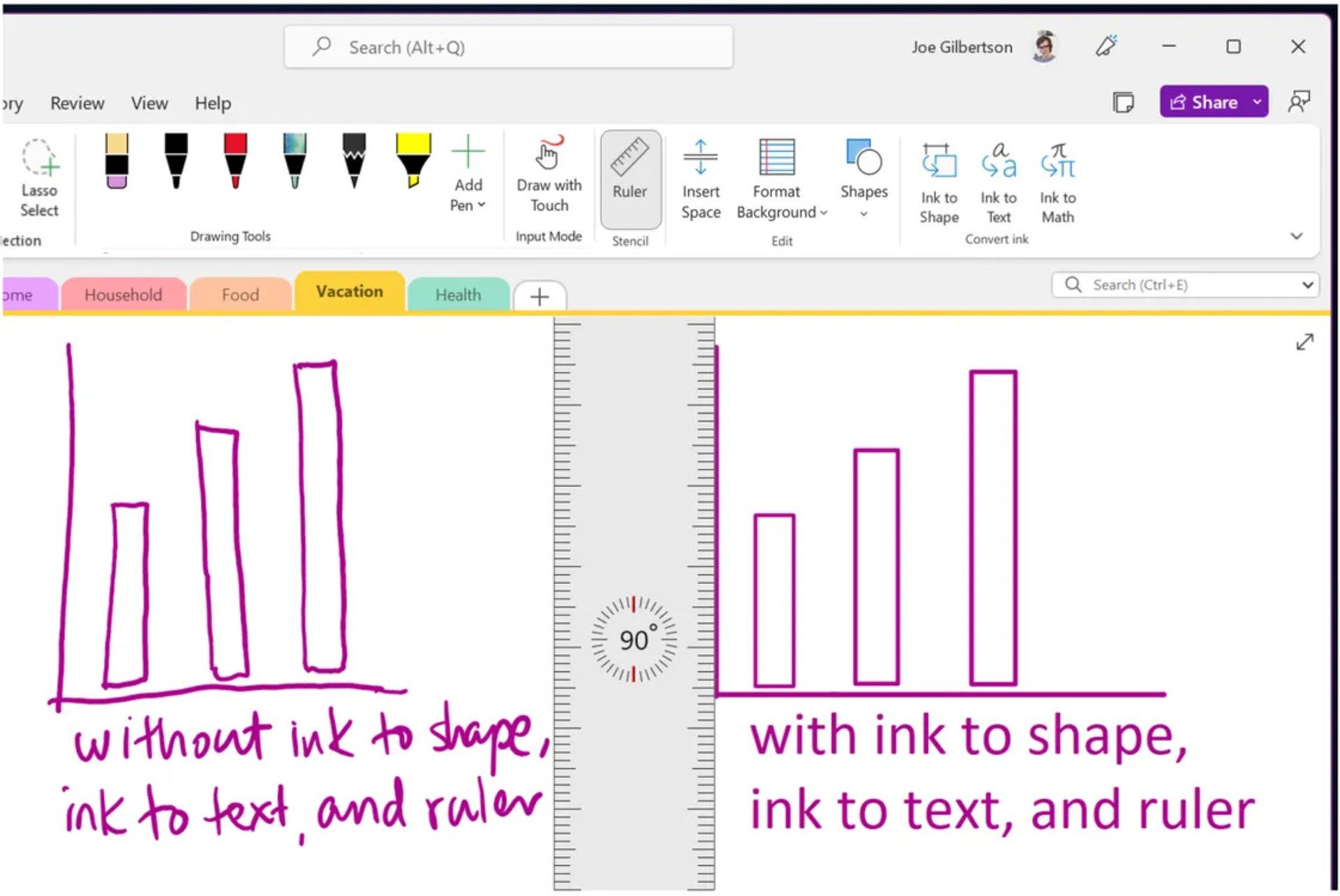 استافده از جوهر و تجربه نزدیک به قلم روی کاغذ با بهبود در طراحی جدید OneNote