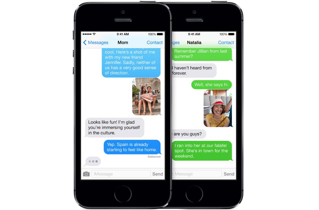 حباب‌های سبز و آبی پیام‌رسان iMessage و Messages