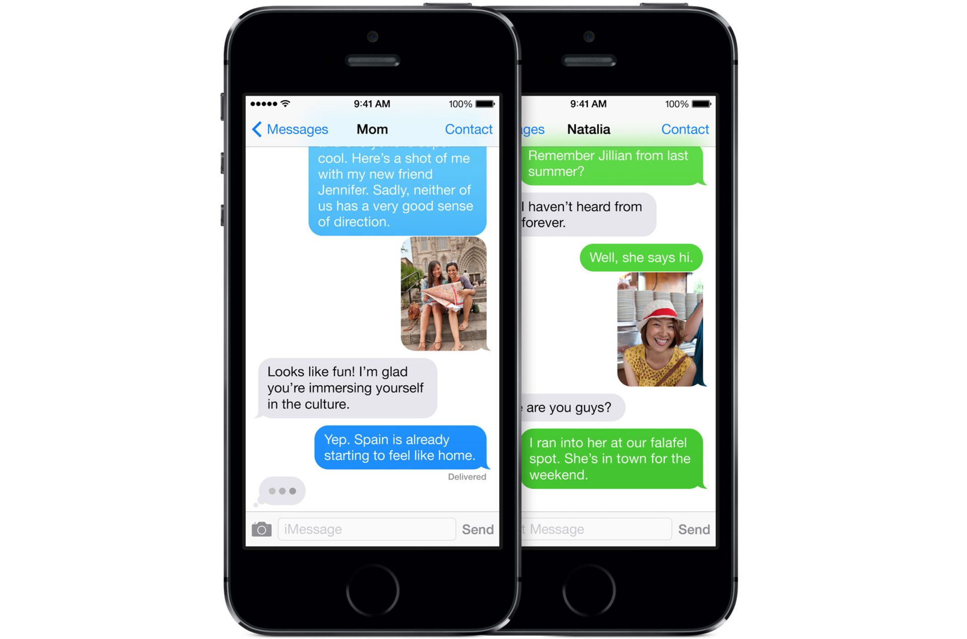 حباب‌های سبز و آبی پیام‌رسان iMessage و Messages