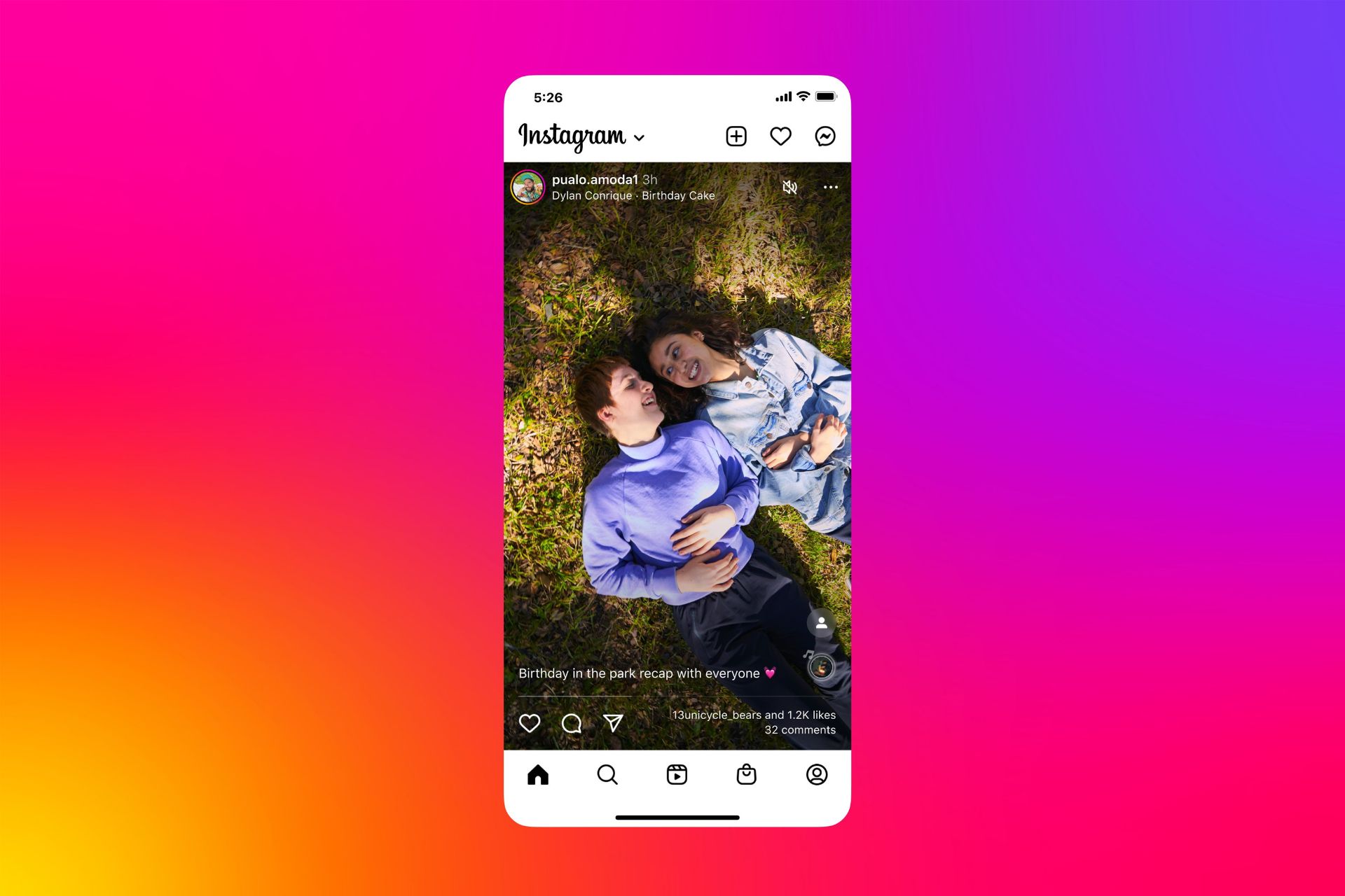 اسکرین شات فید تمام صفحه اینستاگرام / Instagram