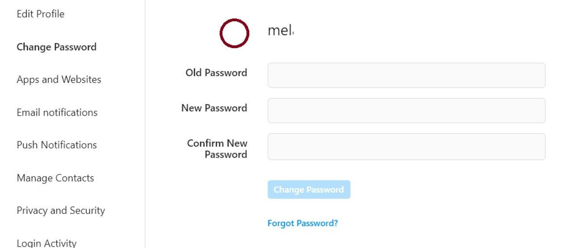 تغییر رمز اینستاگرام ازطریق وبسایت-۲