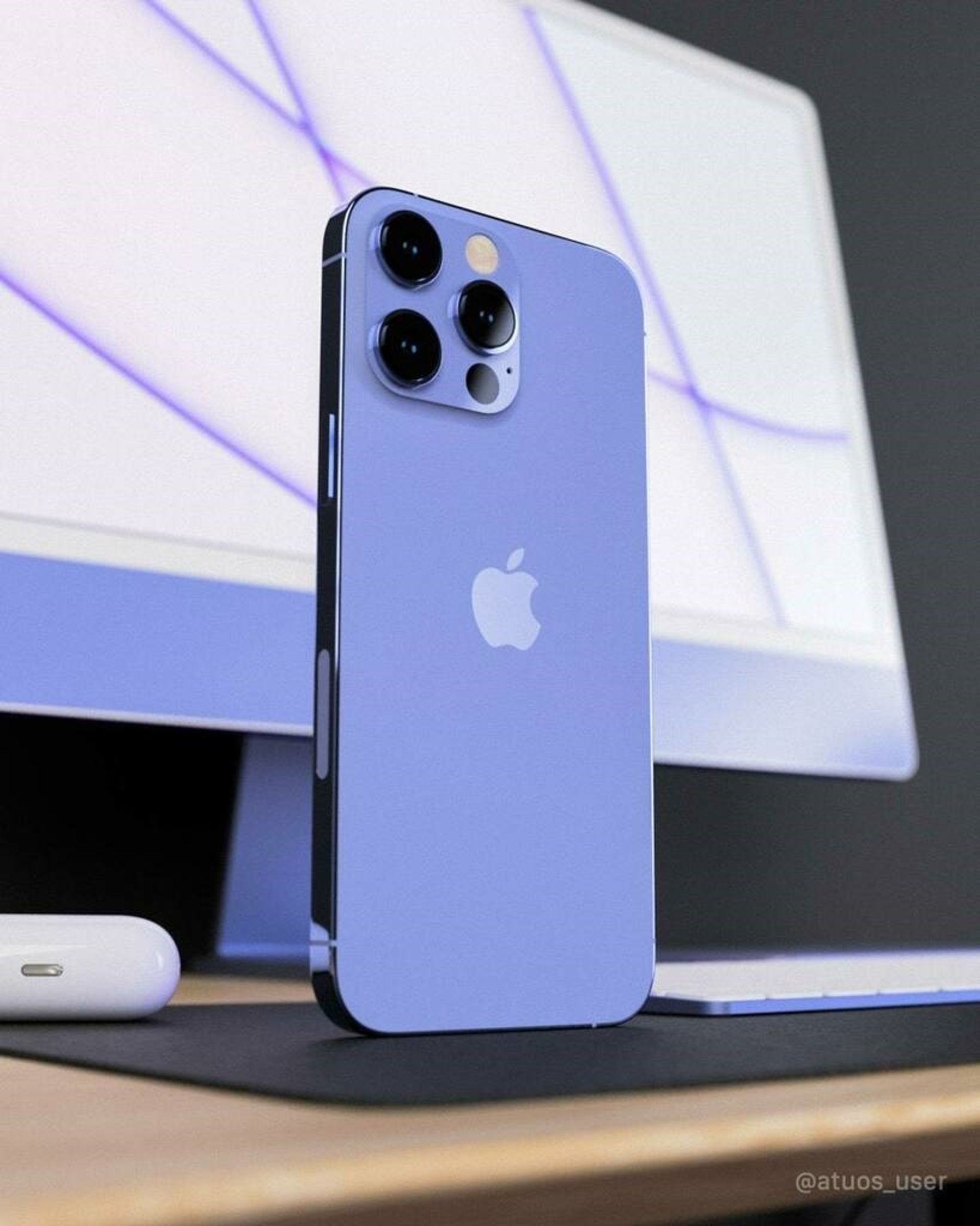 رندر آیفون ۱۴ پرو مکس اپل در رنگ بنفش
