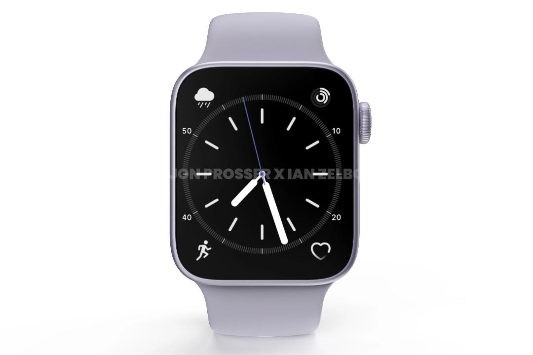 نمای رو به رو اپل واچ سری ۸ / Apple Watch Series 8 مدل سفید رندر فاش شده