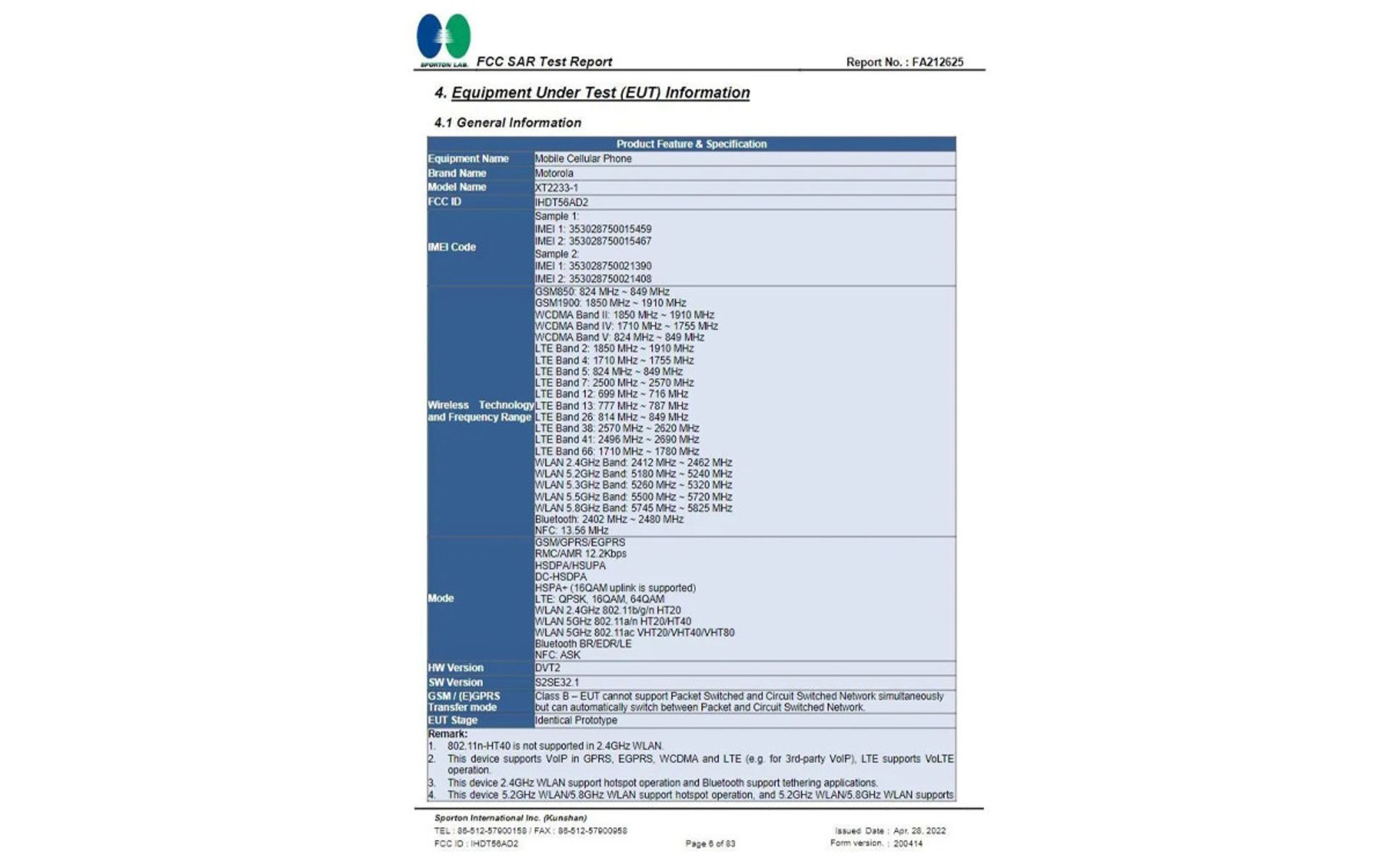 گواهینامه FCC موتو G42