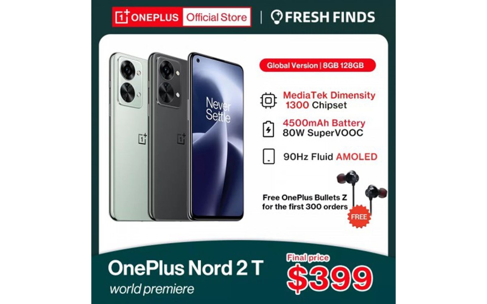 قیمت وان‌پلاس نورد 2T‌ قبل از معرفی رسمی در وب‌سایت خرده‌فروشی