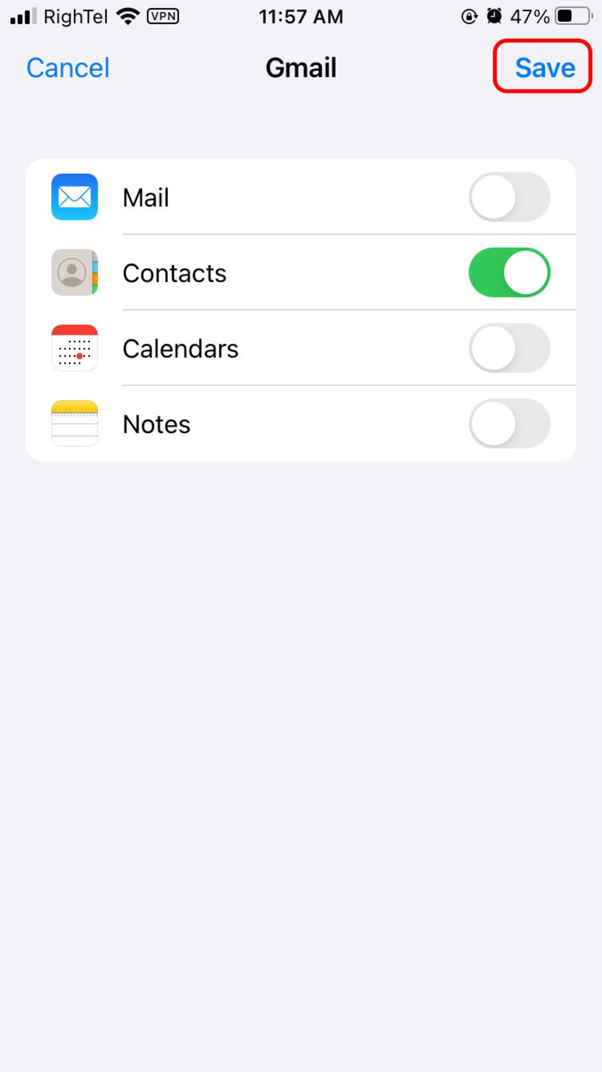 6 انتقال مخاطبین از جیمیل به گوشی آیفون