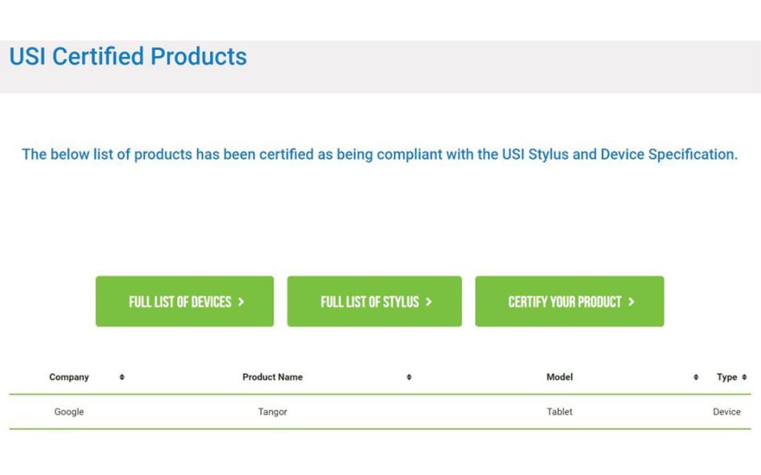 تأییدیه تبلت گوگل در گواهینامه USI