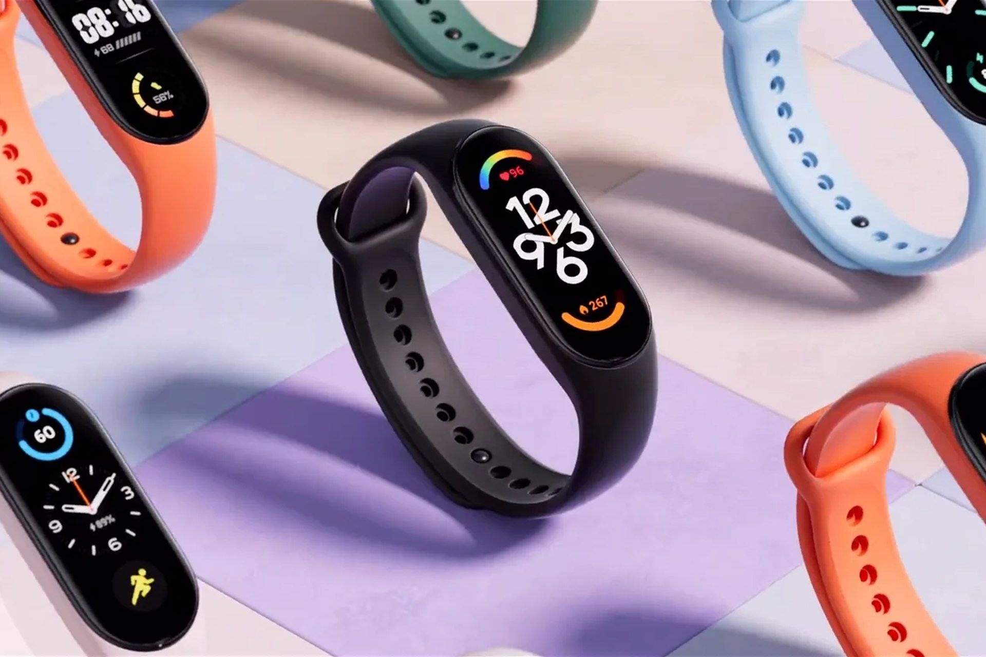 مدل مشکی شیائومی می بند 7 در کنار مدل های دیگر