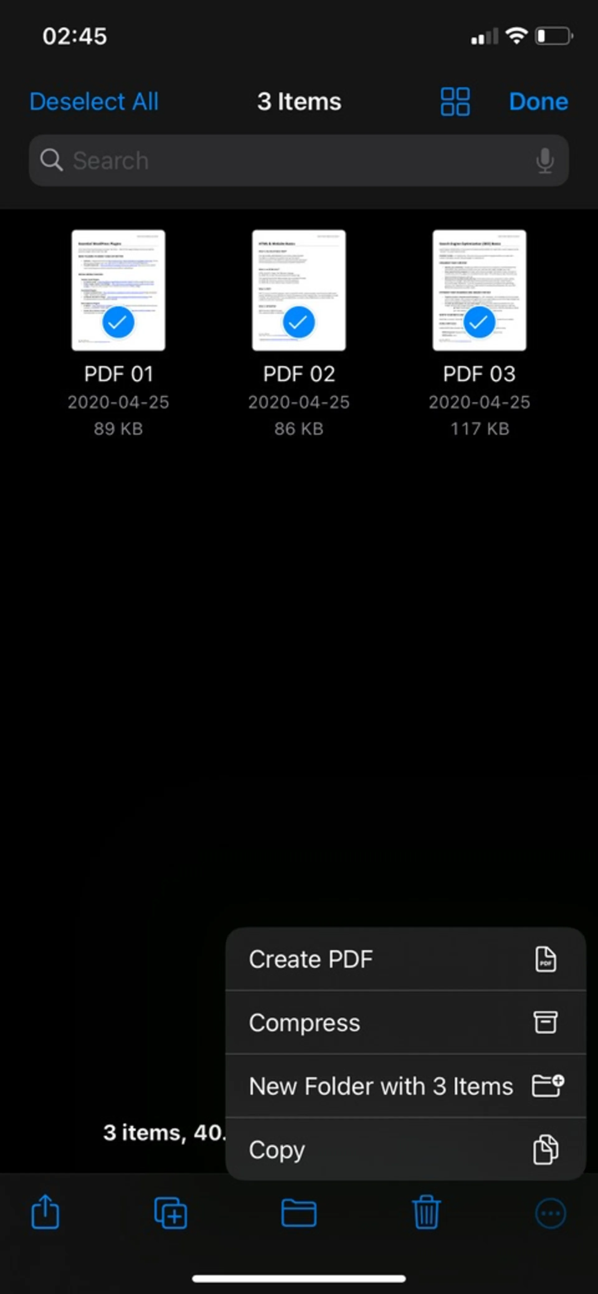 ۳-ادغام چند فایل PDF در آیفون با برنامه Files