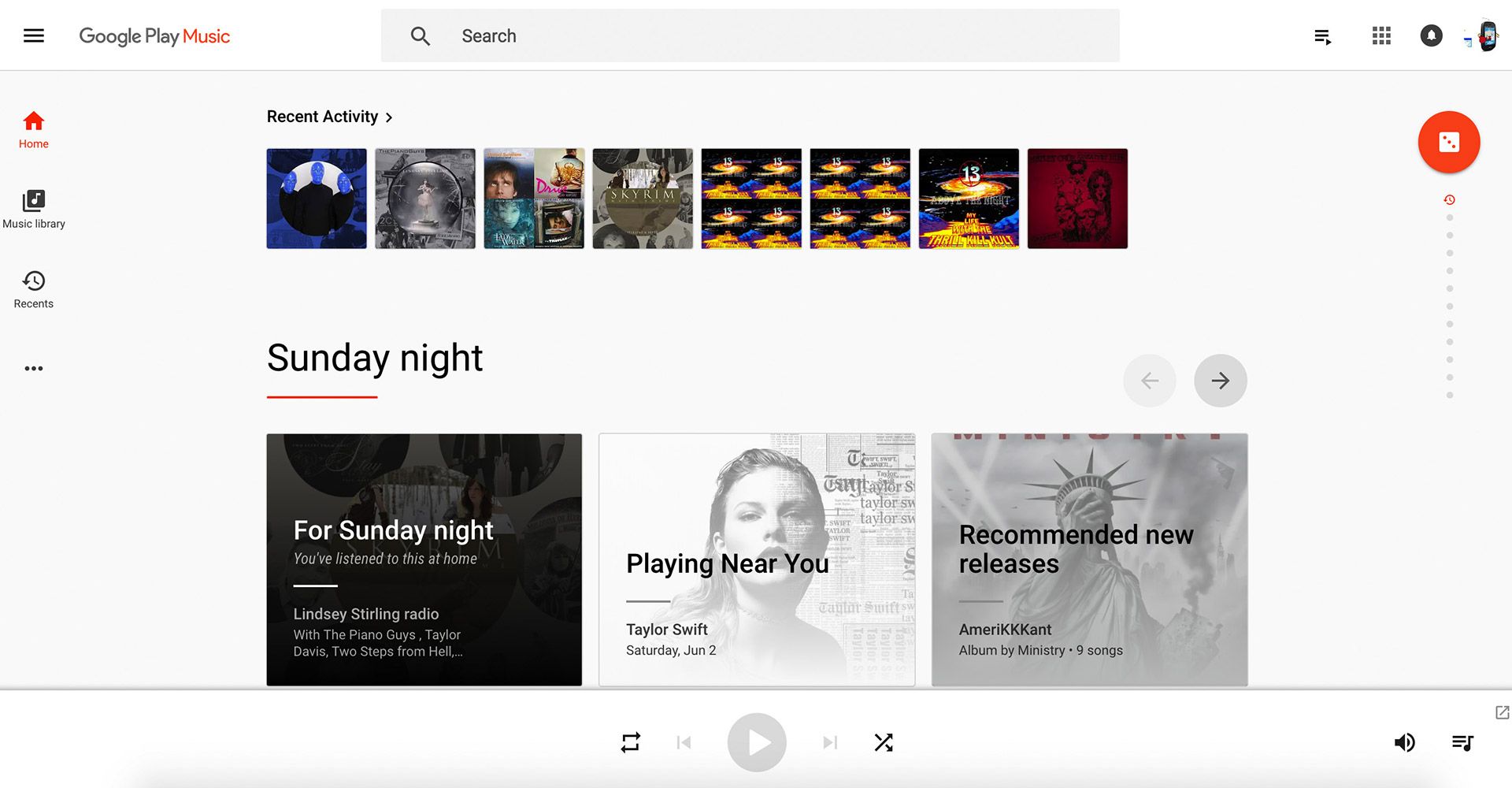 اسکرین شاتی از محیط اپ Google Play Music