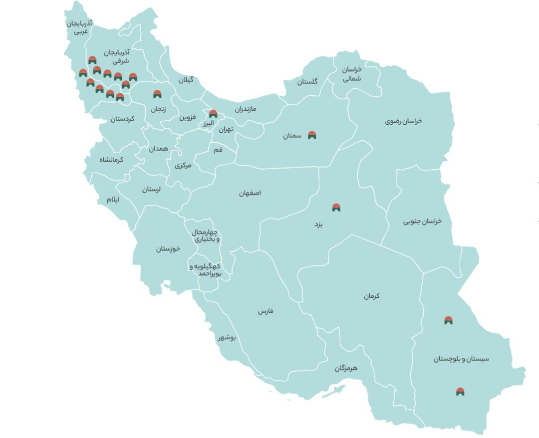 نقشه مراکز پشتیبانی تجارت الکترونیکی محصولات بومی محلی