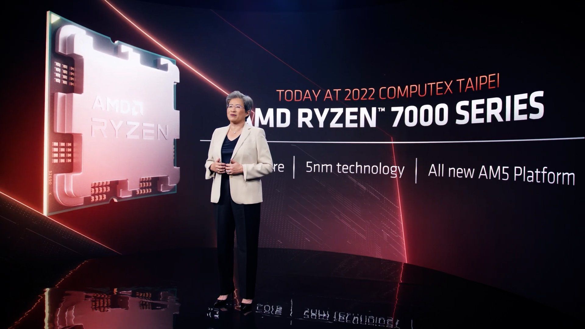لیسا سو در حال معرفی پردازنده Ryzen 7000