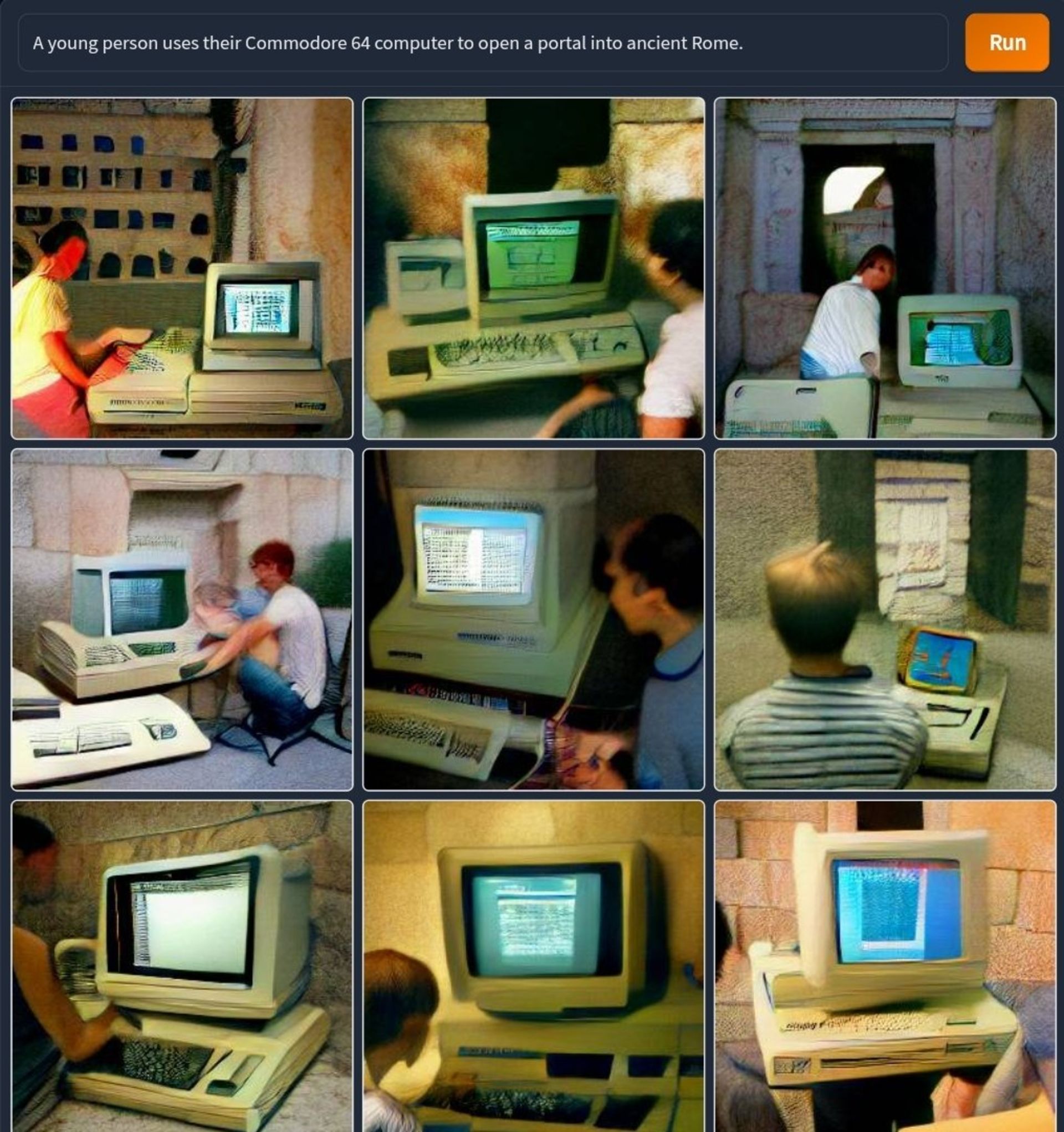 سرویس Dall-E Mini - فردی در حال استفاده از Commodore 64
