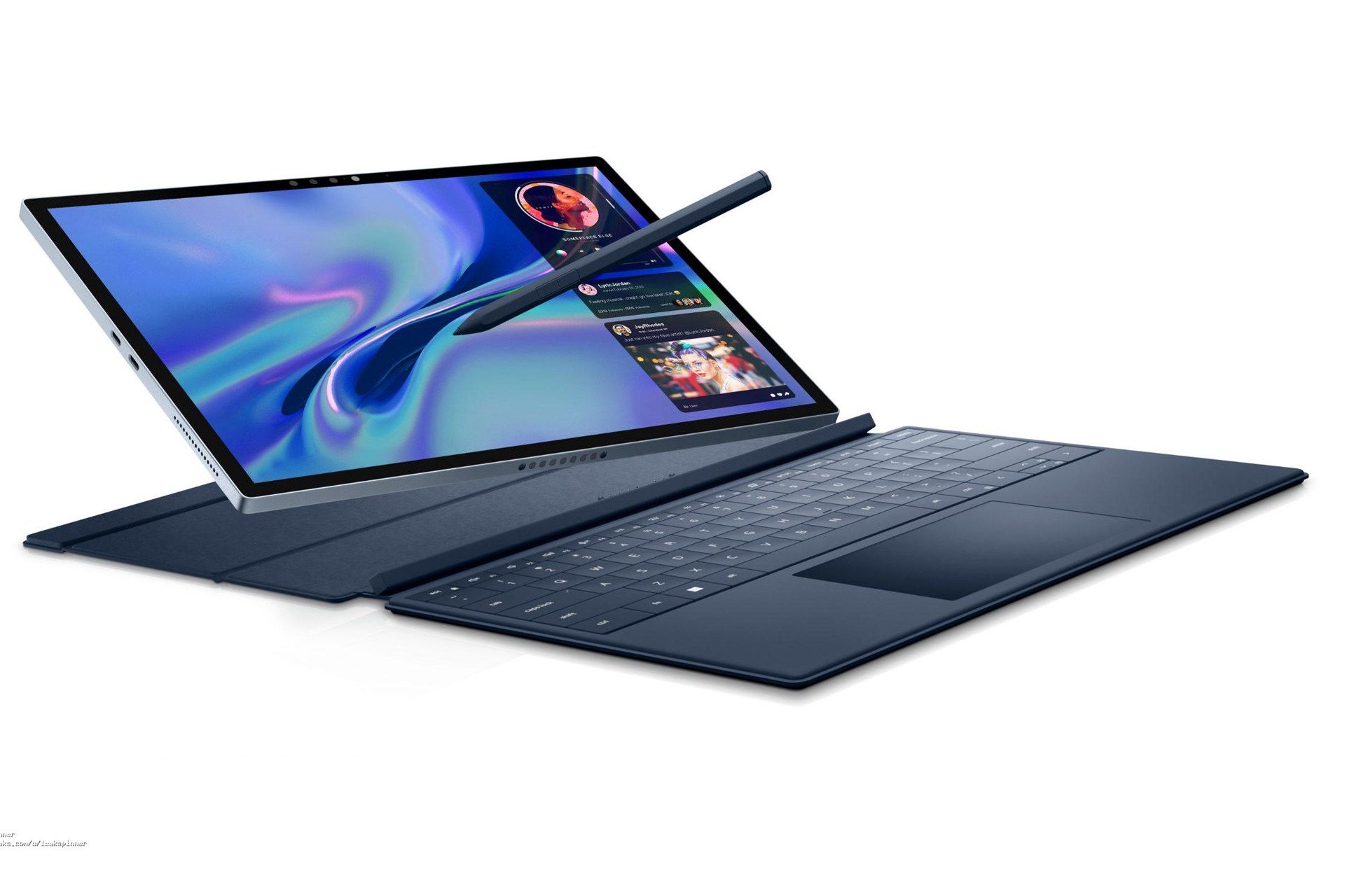 رندر مطبوعاتی فاش شده Dell XPS 13 2022 با قلم لمسی