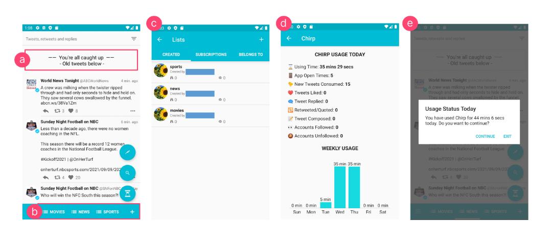 اسکرین‌ شات امکانات chirp