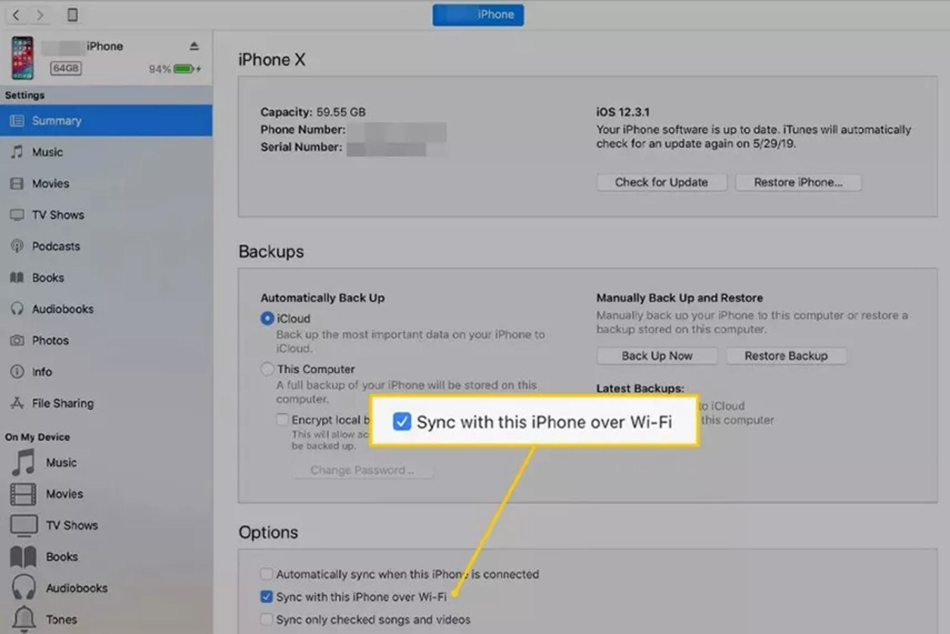 بکاپ بی سیم با آیتونز-  Wifi sync 