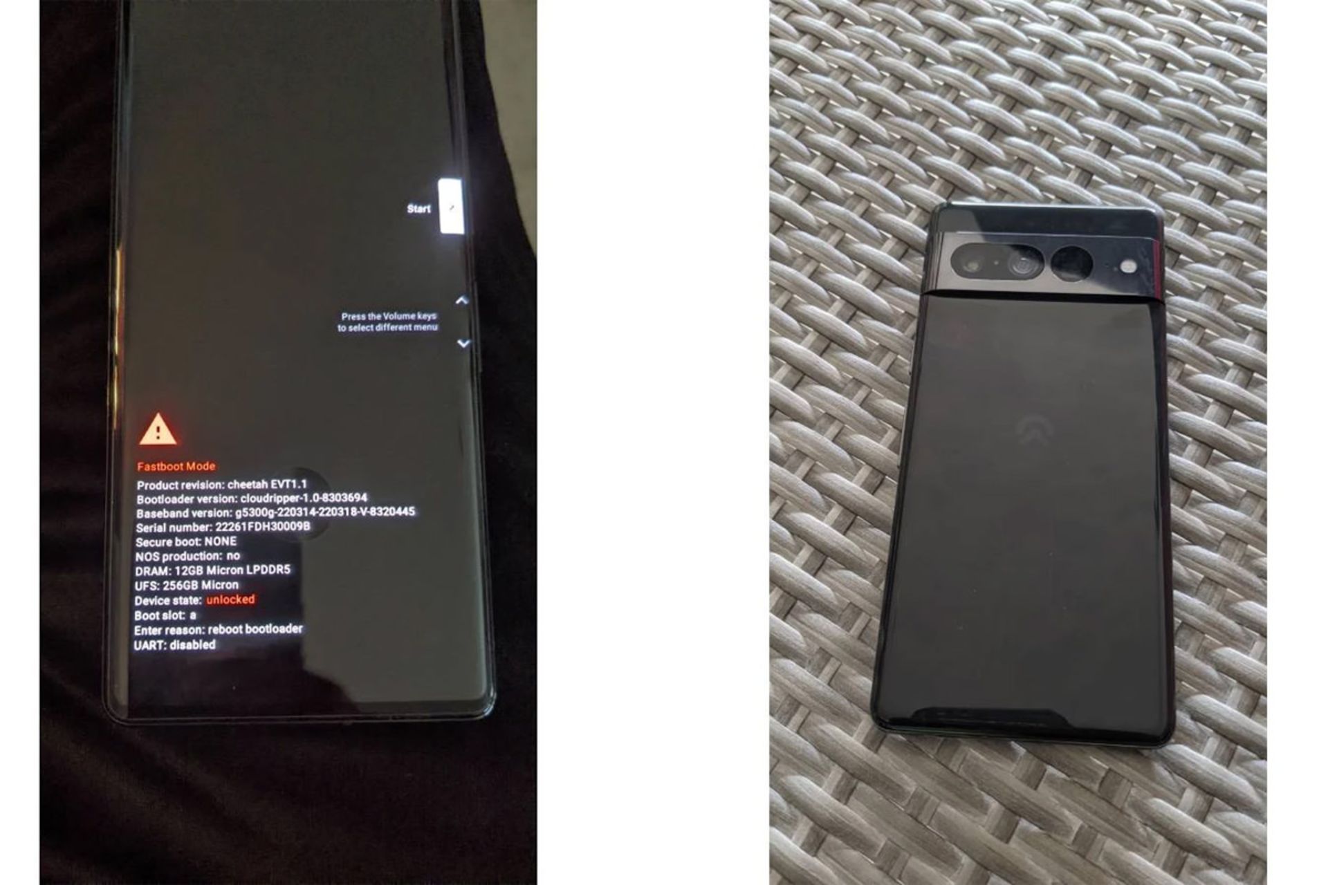 نمای جلو و پشت پیکسل 7 پرو گوگل / Google Pixel 7 Pro تصویر فاش شده