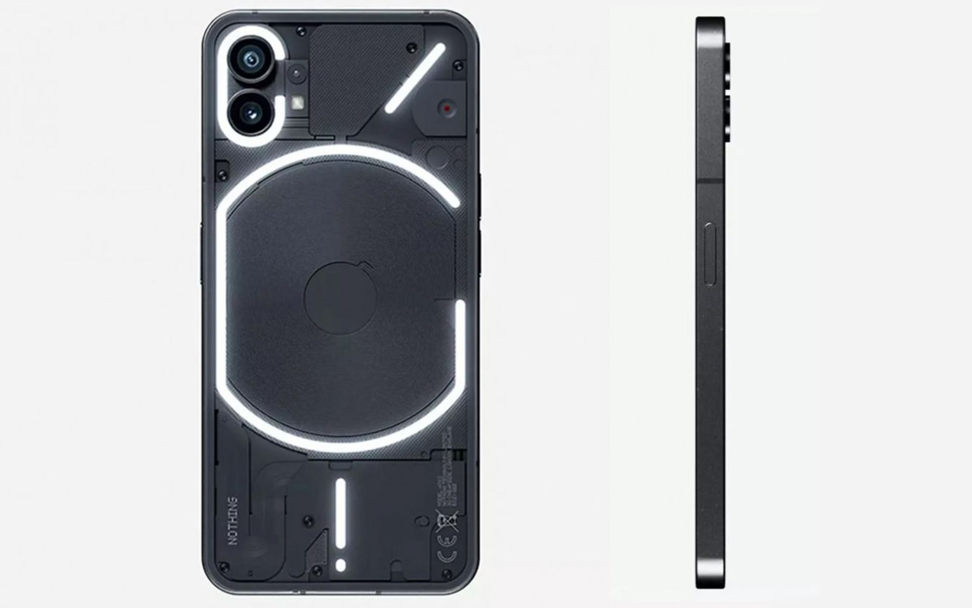 نمای جانبی و پشت Nothing phone (1)