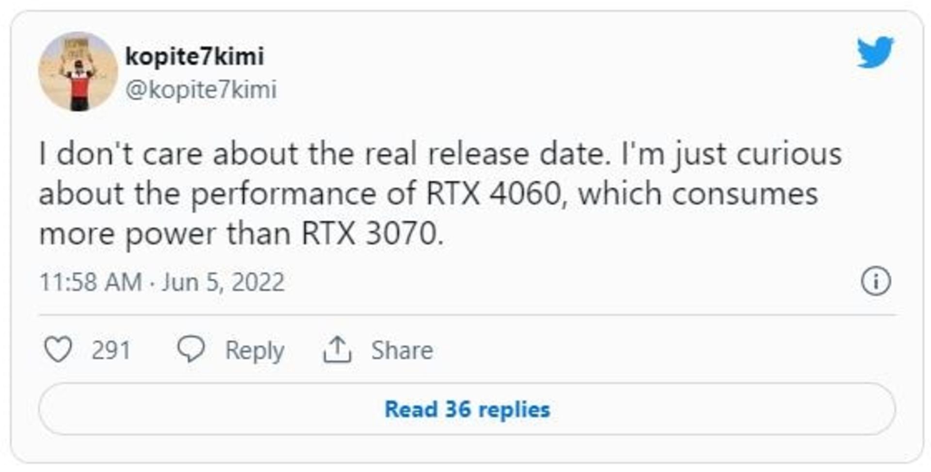 توان مصرفی احتمالی کارت گرافیک RTX 4060 انویدیا