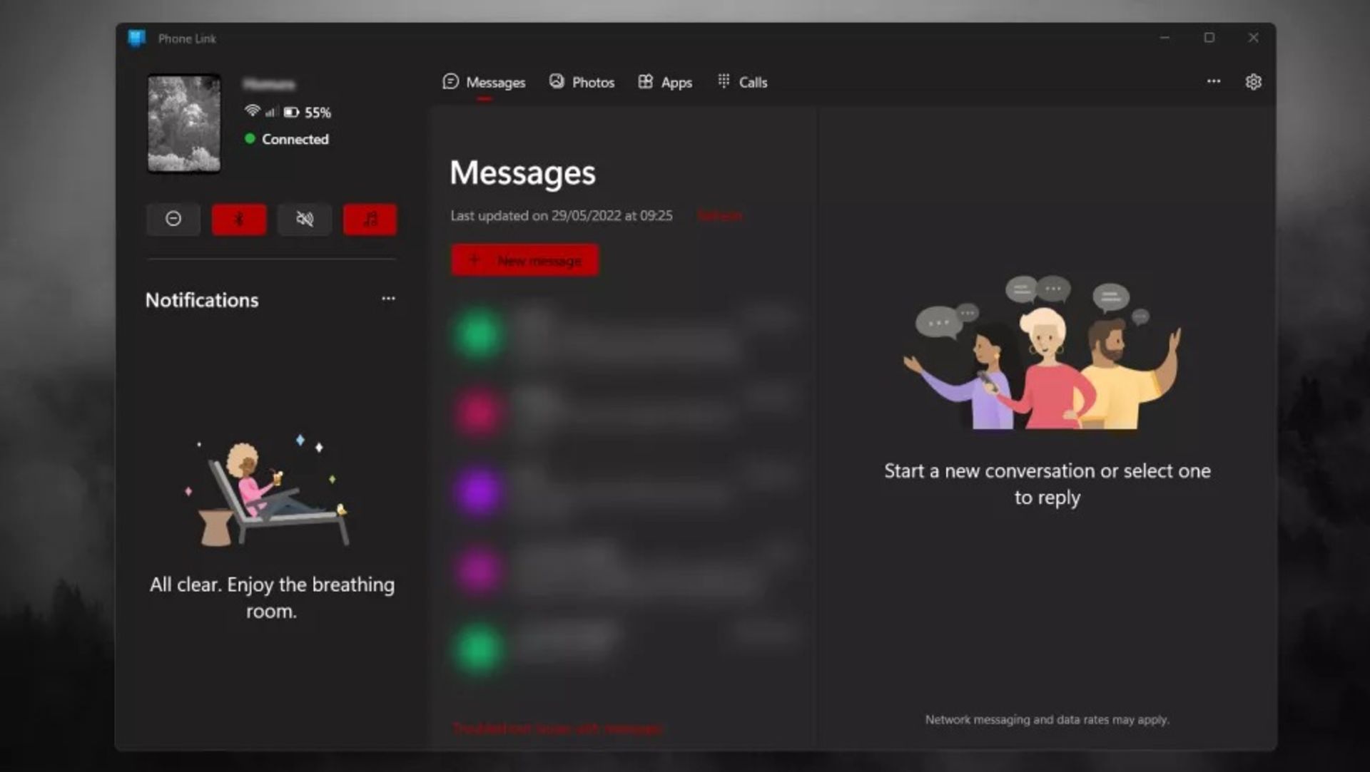 ارسال پیام با Phone Link روی رایانه