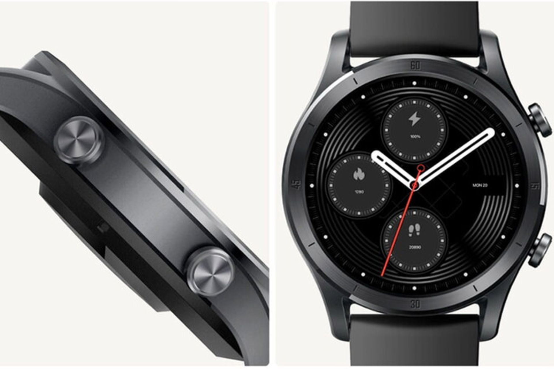 ساعت ریلمی Realme Watch R100 از نمای جلو و نیم رخ