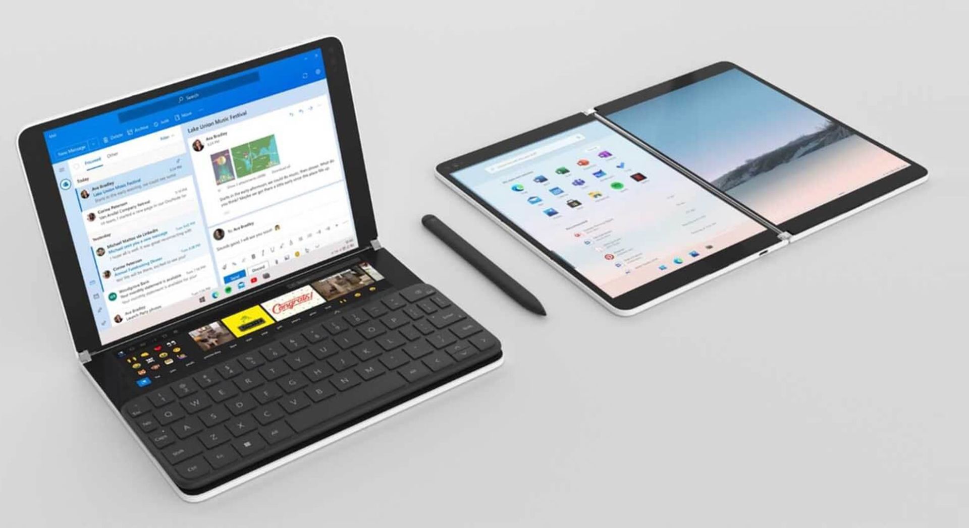 رندر سرفیس نئو با کیبورد و قلم هوشمند