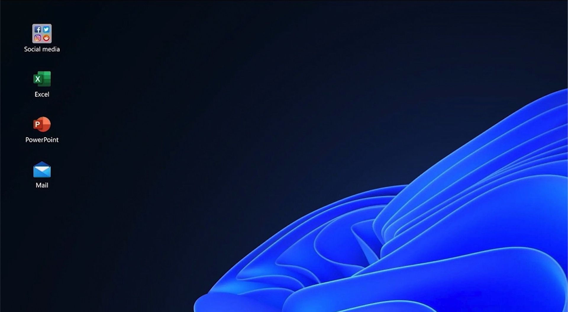 صفحه دسکتاپ ویندوز 11 با قابلیت فولدر اپلیکیشن