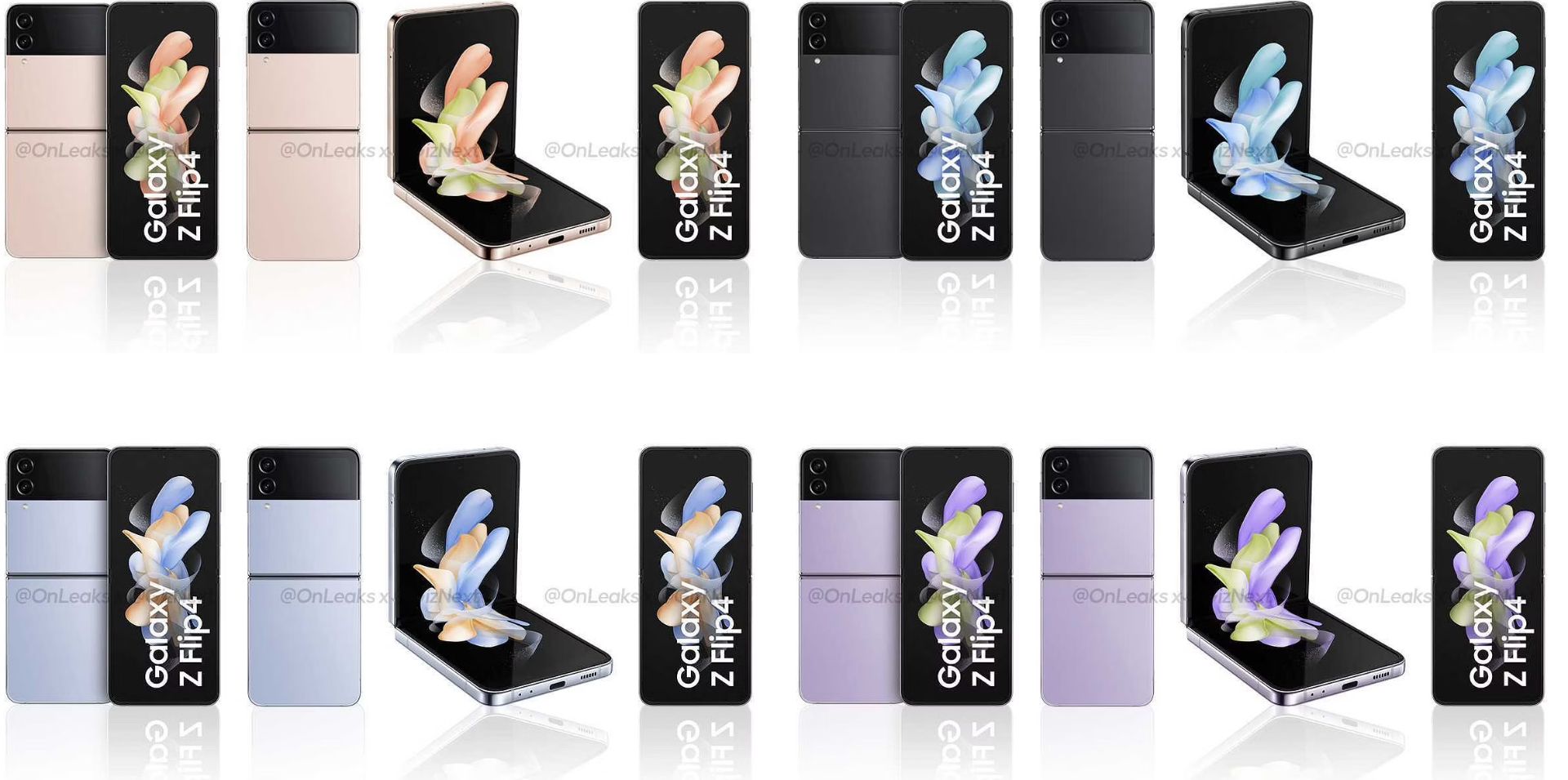 رندرهای گلکسی زد فلیپ 4 در تمام رنگ ها از نمای جلو و پشت