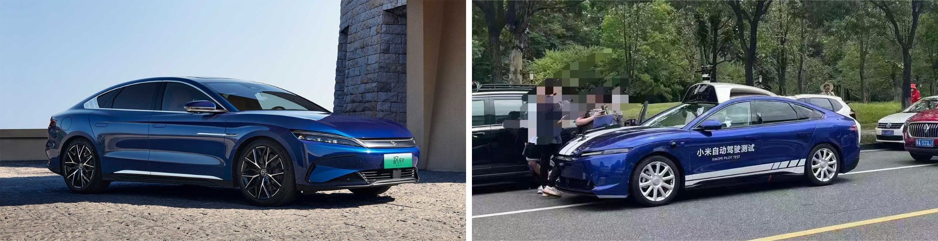 ماشین خودرو شیائومی Xiaomi در کنار خودرو BYD Han
