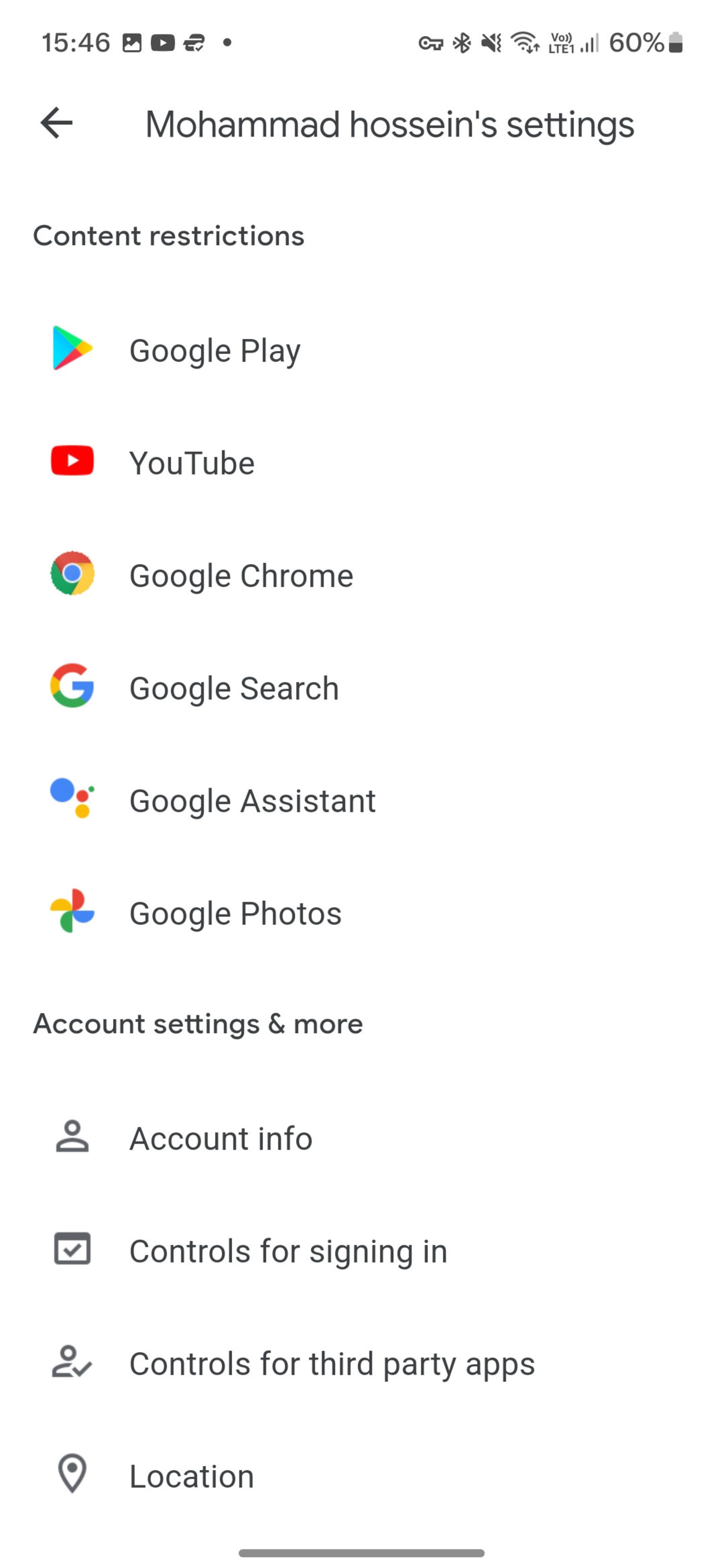 تغییر تنظیمات محدودیت نمایش محتوا در Google Family Link