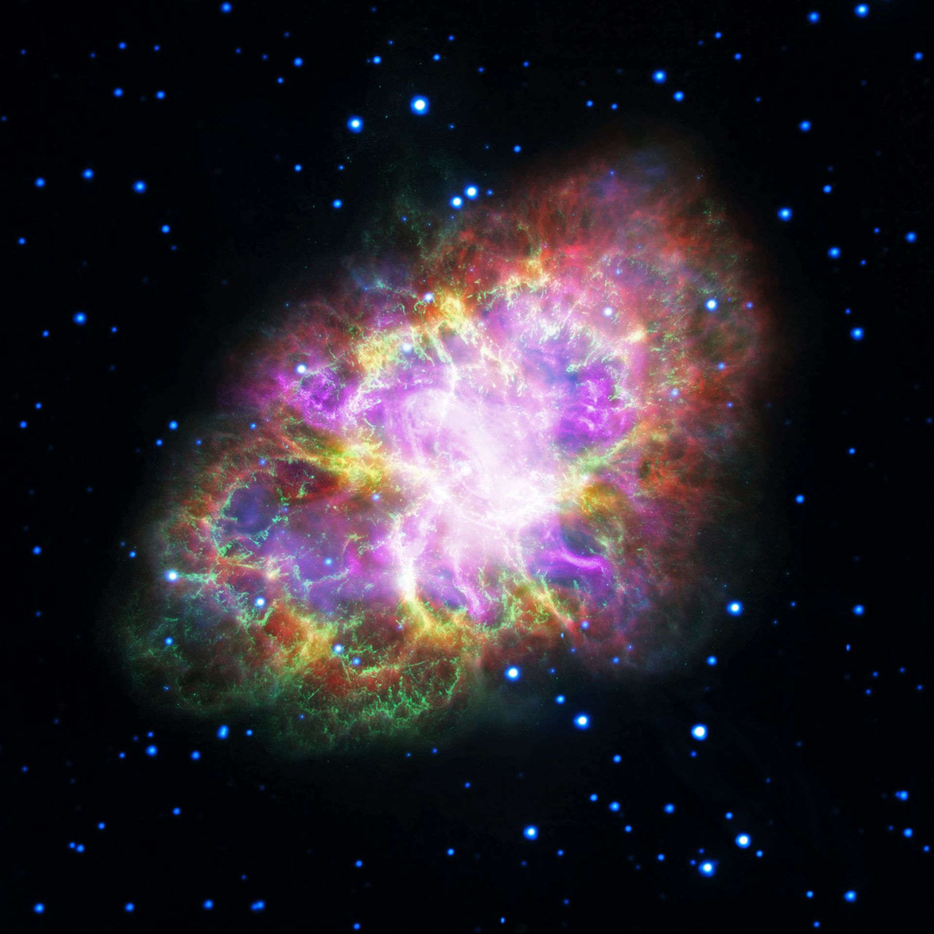 ترکیب رنگی سحابی خرچنگ در طول موج های مختلف