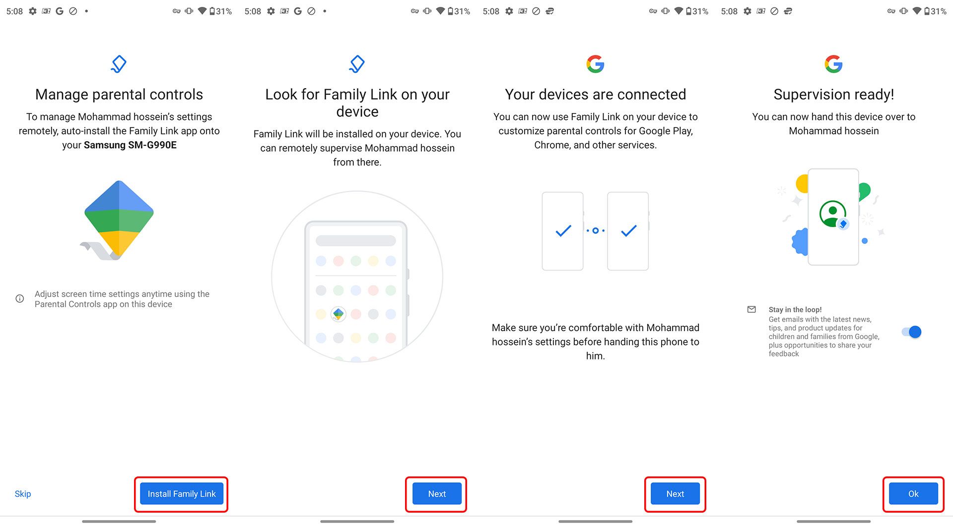 مرجع متخصصين ايران متصل كردن دستگاه كودك و والدين در Google Family Link