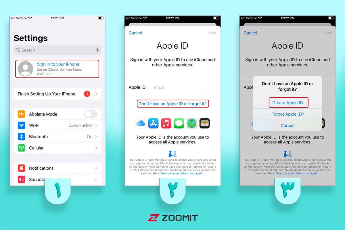 مراحل ساخت اپل آیدی در آیفون