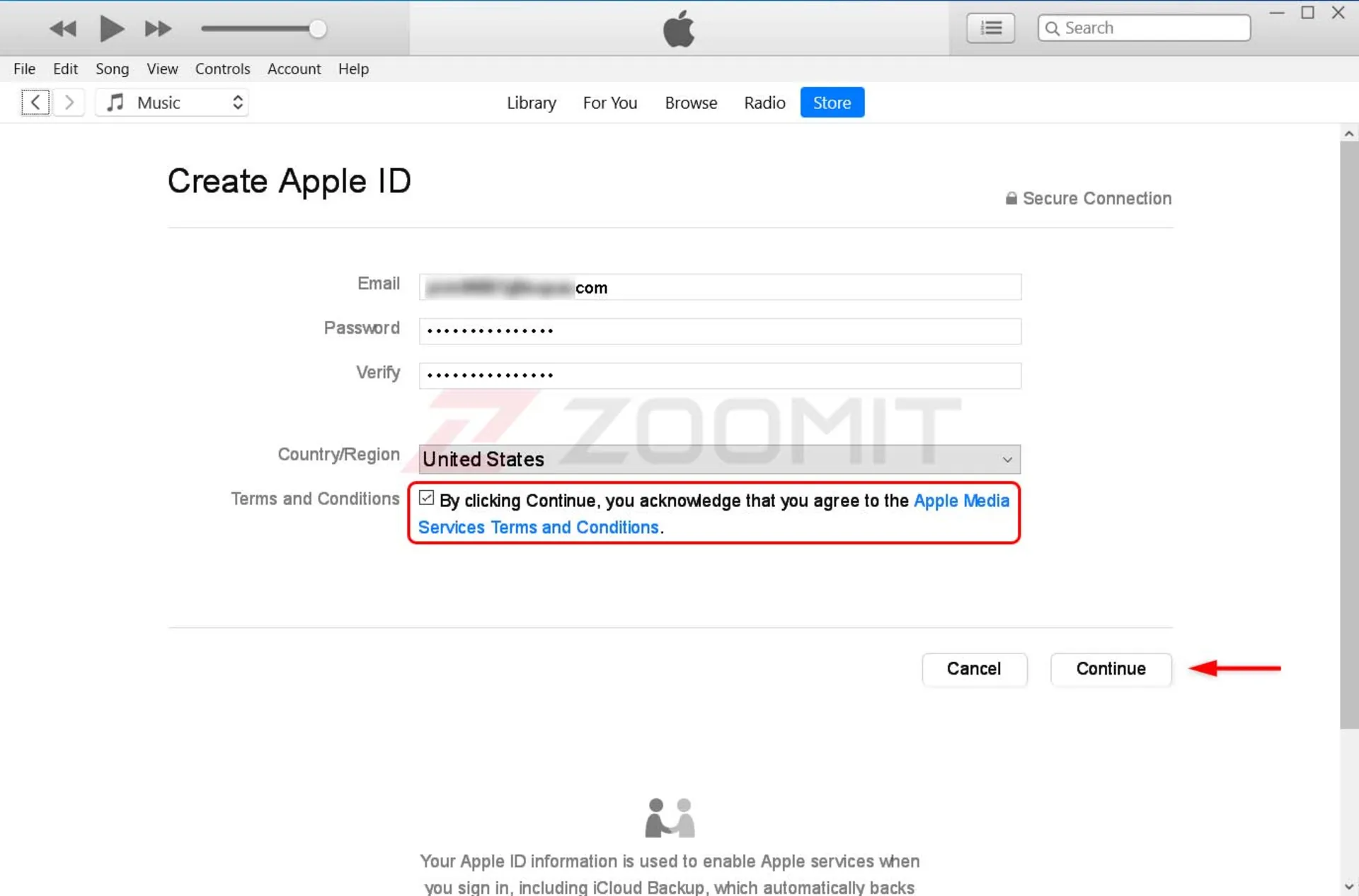 مراحل ساخت اپل آیدی با استفاده از iTunes - صفحه لاگین