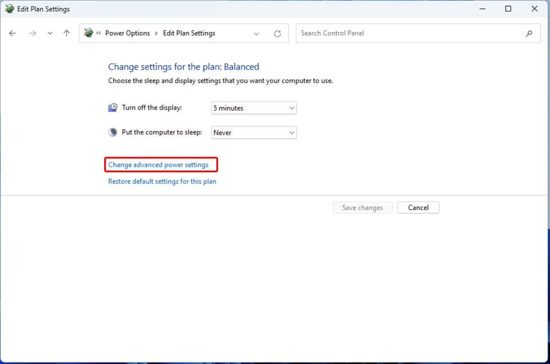 ویرایش Power plan
