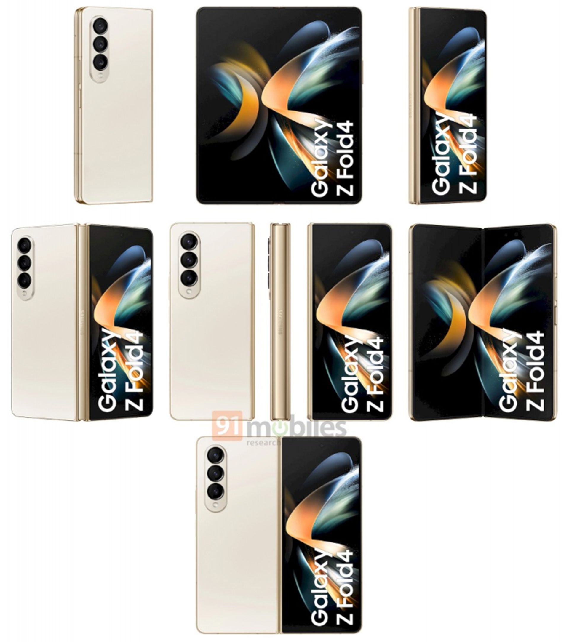 رندر فاش شده سامسونگ گلکسی زد فولد ۴ به رنگ بژ