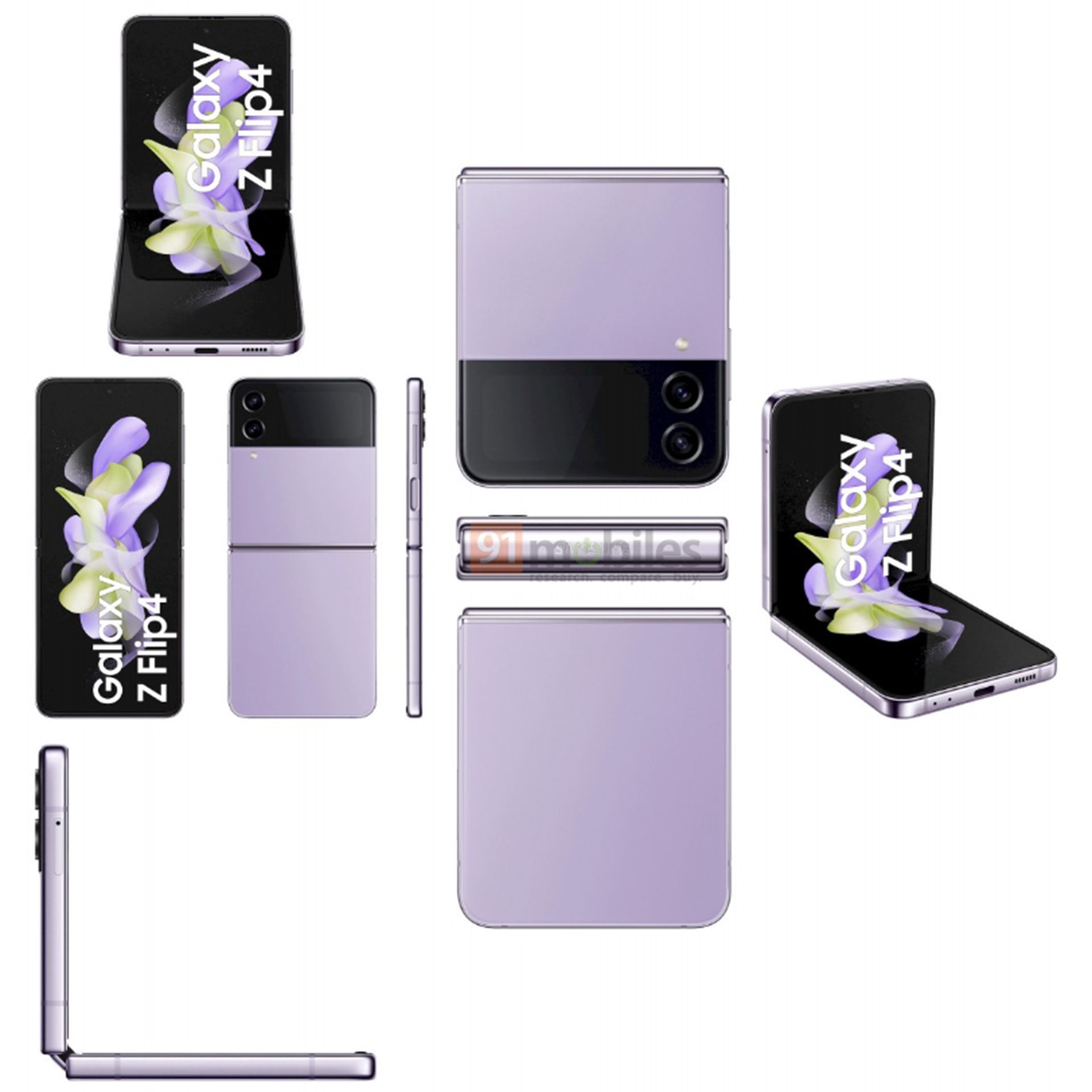 رندر فاش شده سامسونگ گلکسی زد فلیپ ۴ به رنگ بنفش