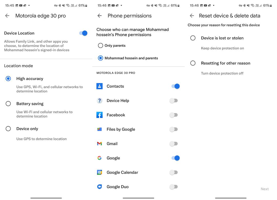 مدیریت گوشی از راه دور با Google Family Link
