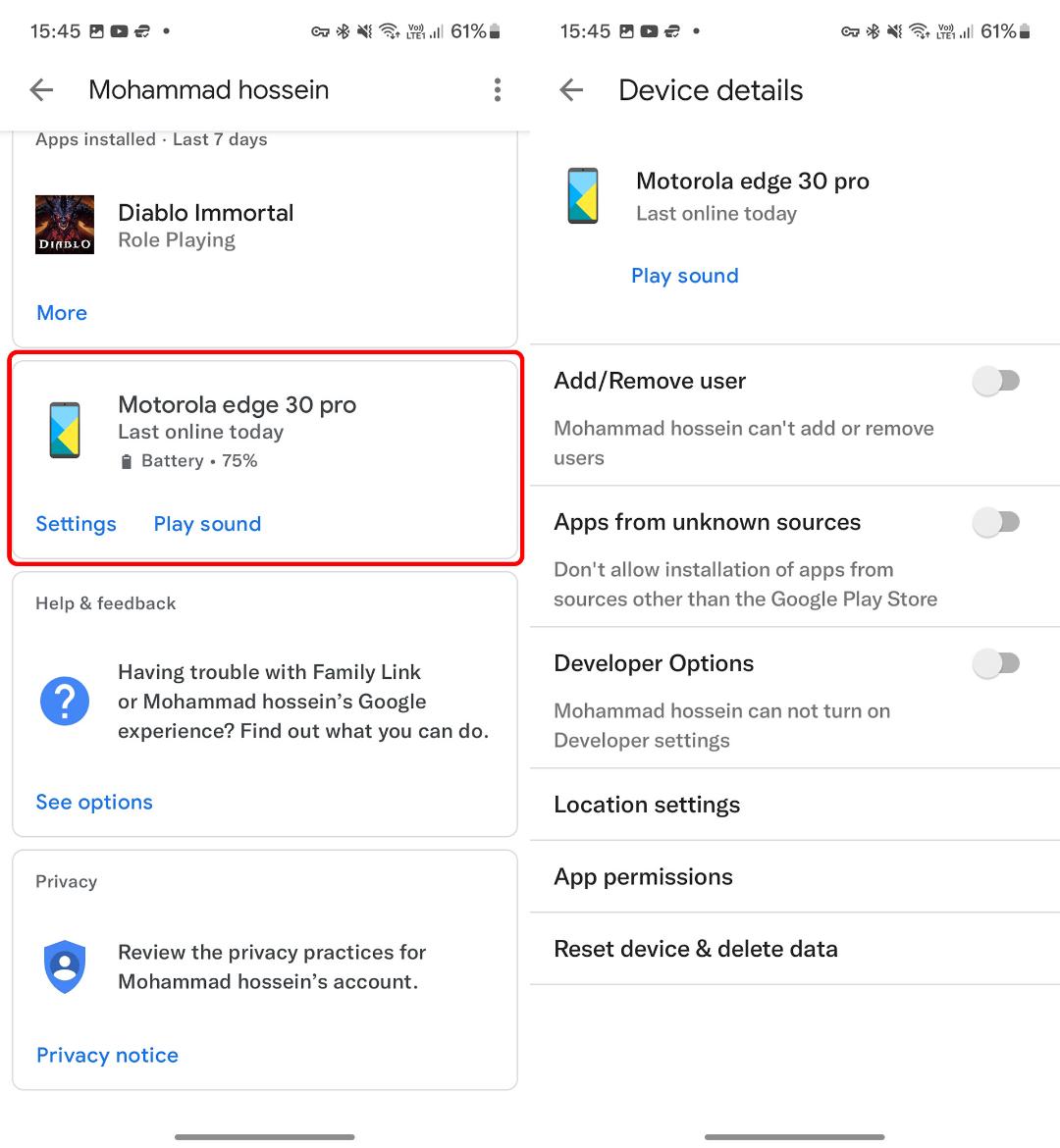 مدیریت گوشی از راه دور با Google Family Link