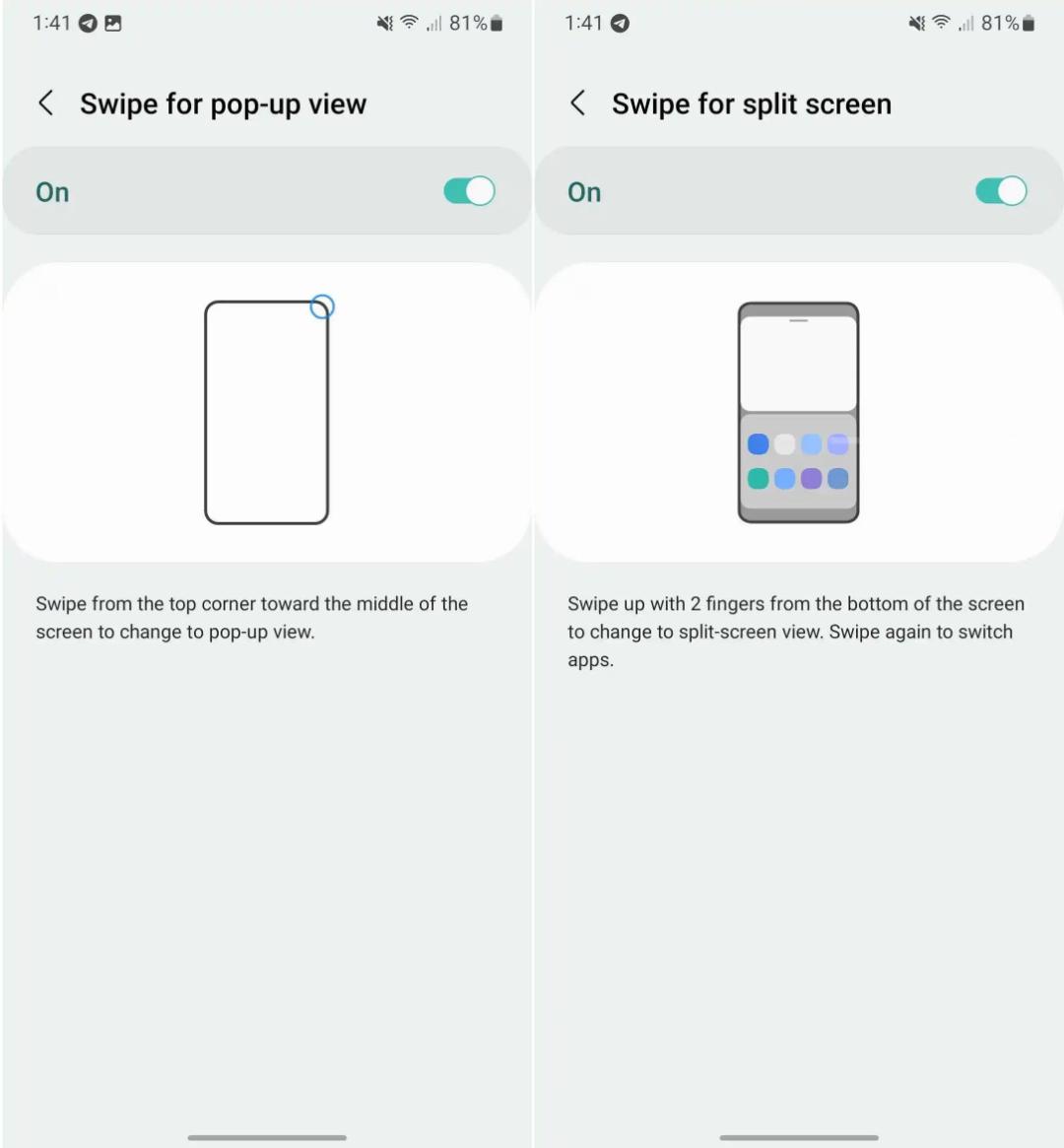 ژست های چندوظیفه‌ای One UI 5