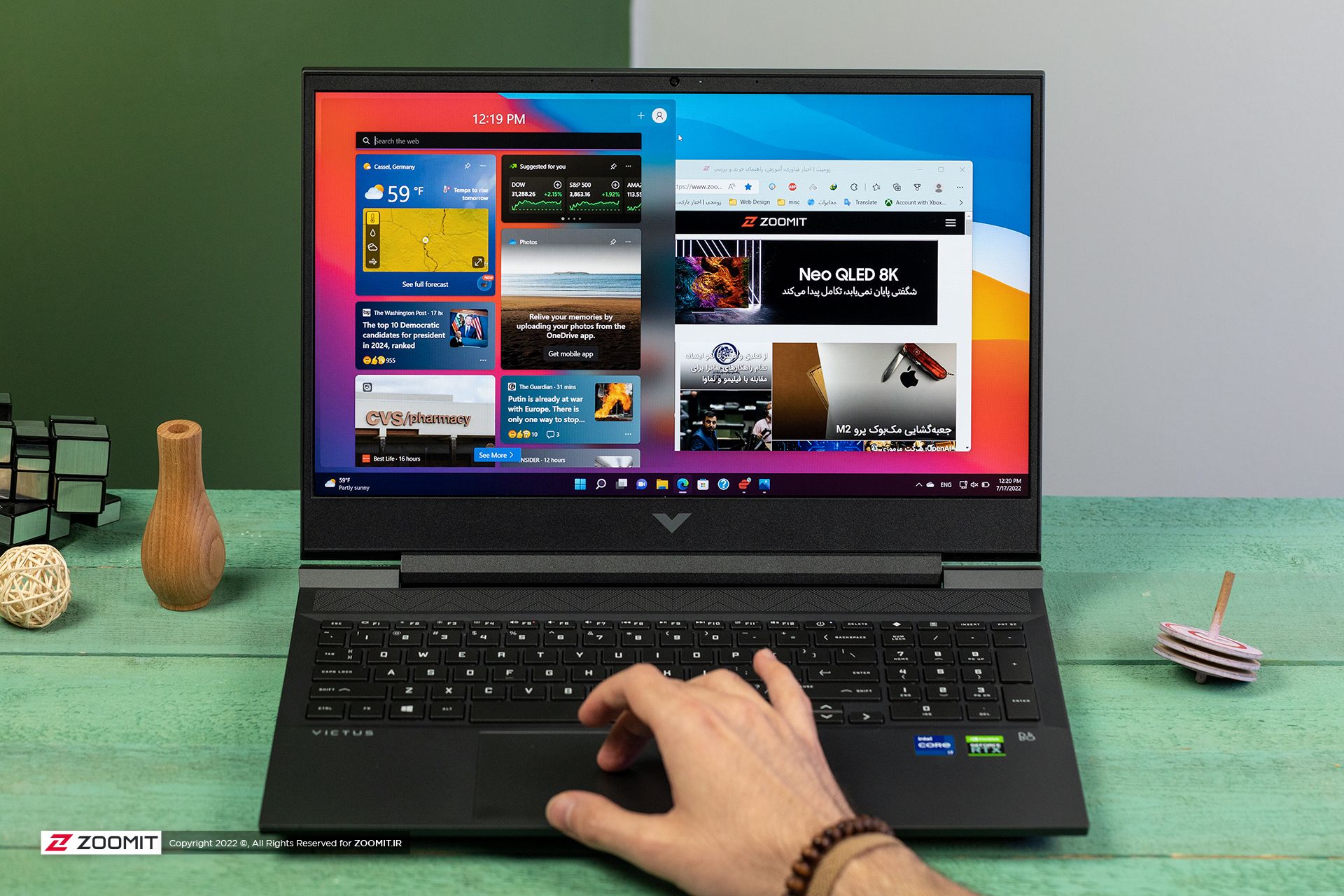 صفحه اصلی ویندوز در لپ‌تاپ گیمینگ hp Victus