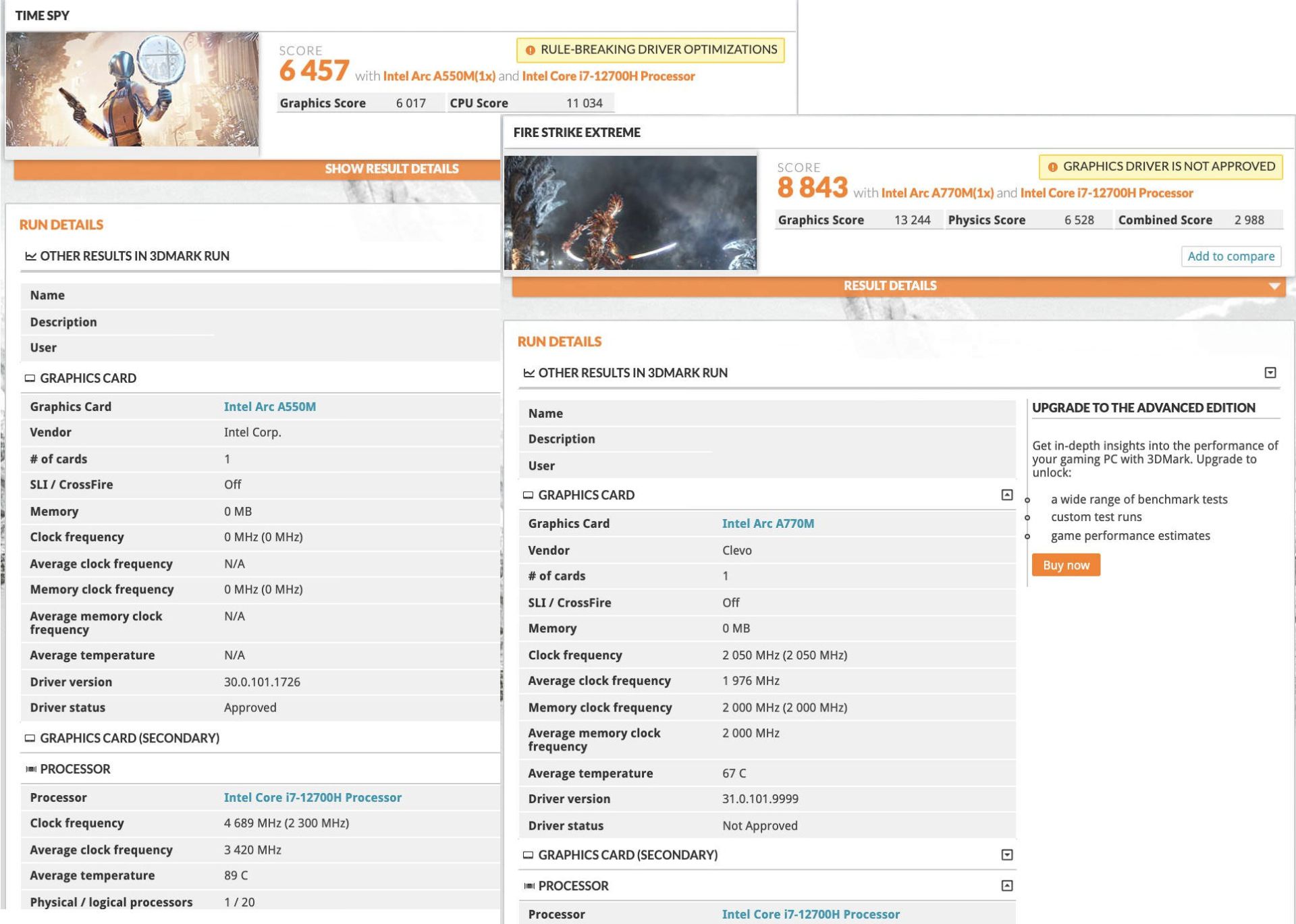 بنچمارک 3DMark اینتل آرک A770M